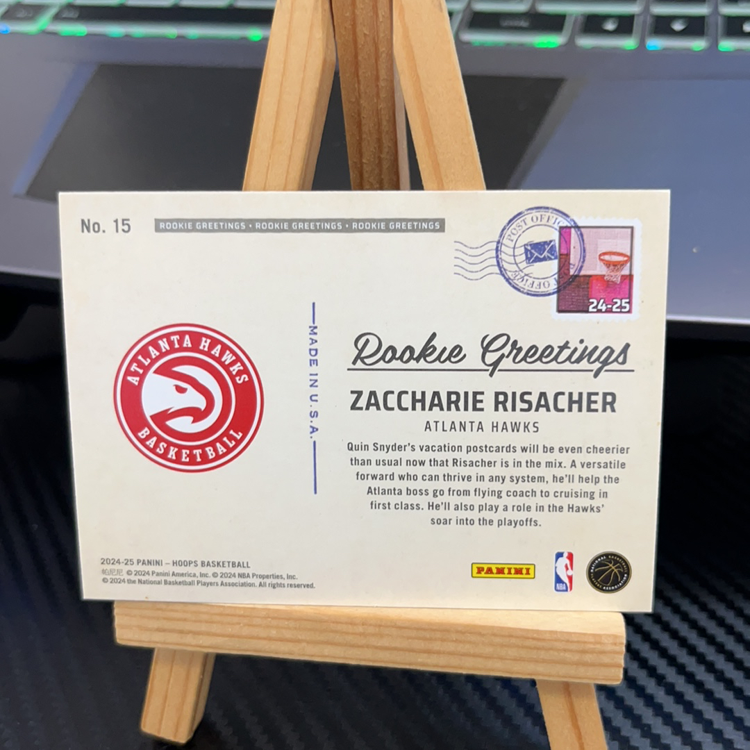 2024-25 Panini NBA Hoops Zaccharie Risacher RC 扎卡里 斯萨谢 老鹰 新秀 hoops系列 特卡 卡品如图 凑图必备 值得收藏!免费代卖!