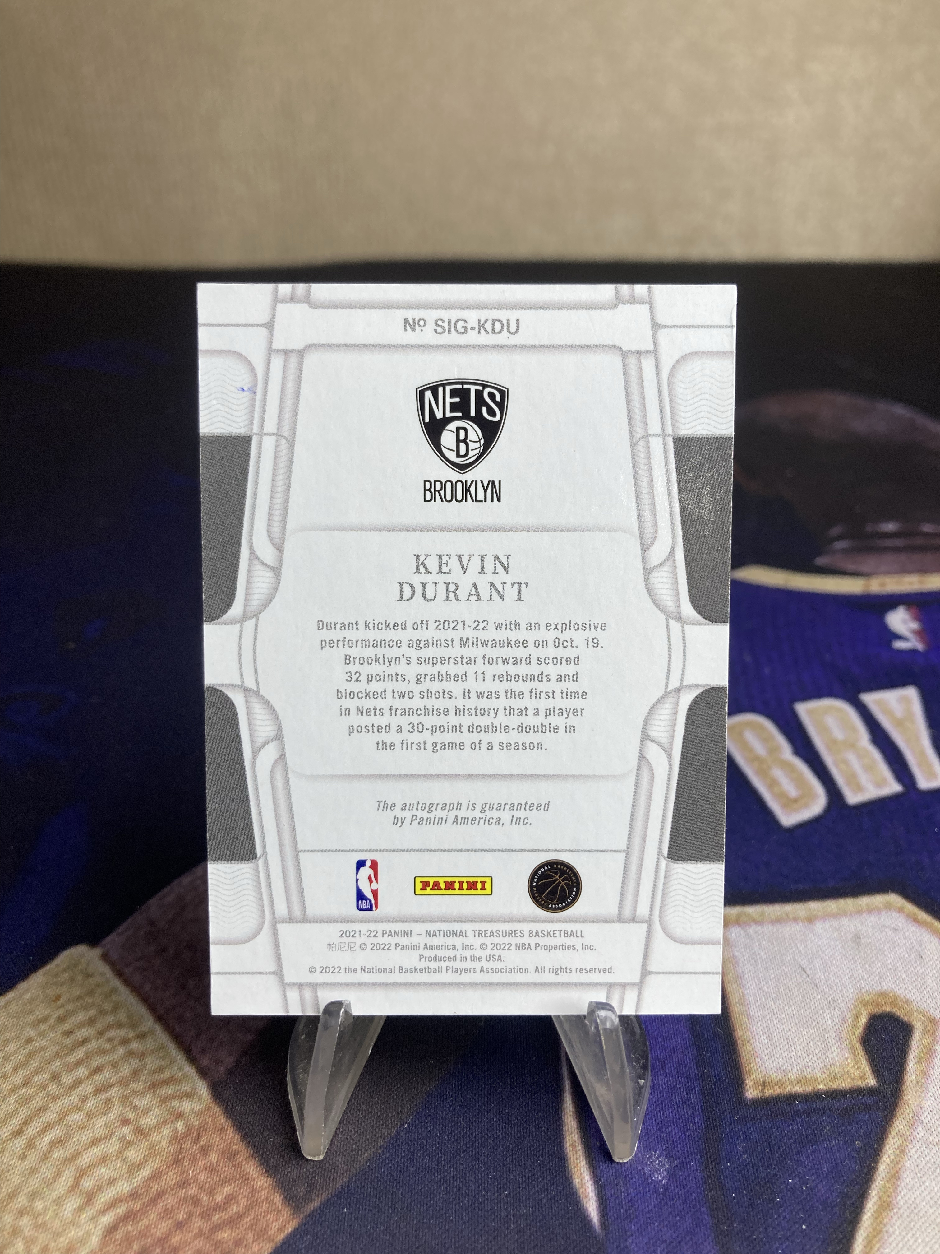 2021-22 Panini National Treasures Kevin Durant 【星卡优转】国宝系列 篮网 凯文 杜兰特 28/49编 签字 卡签 专收必备 墨迹如图 微瑕如图 成