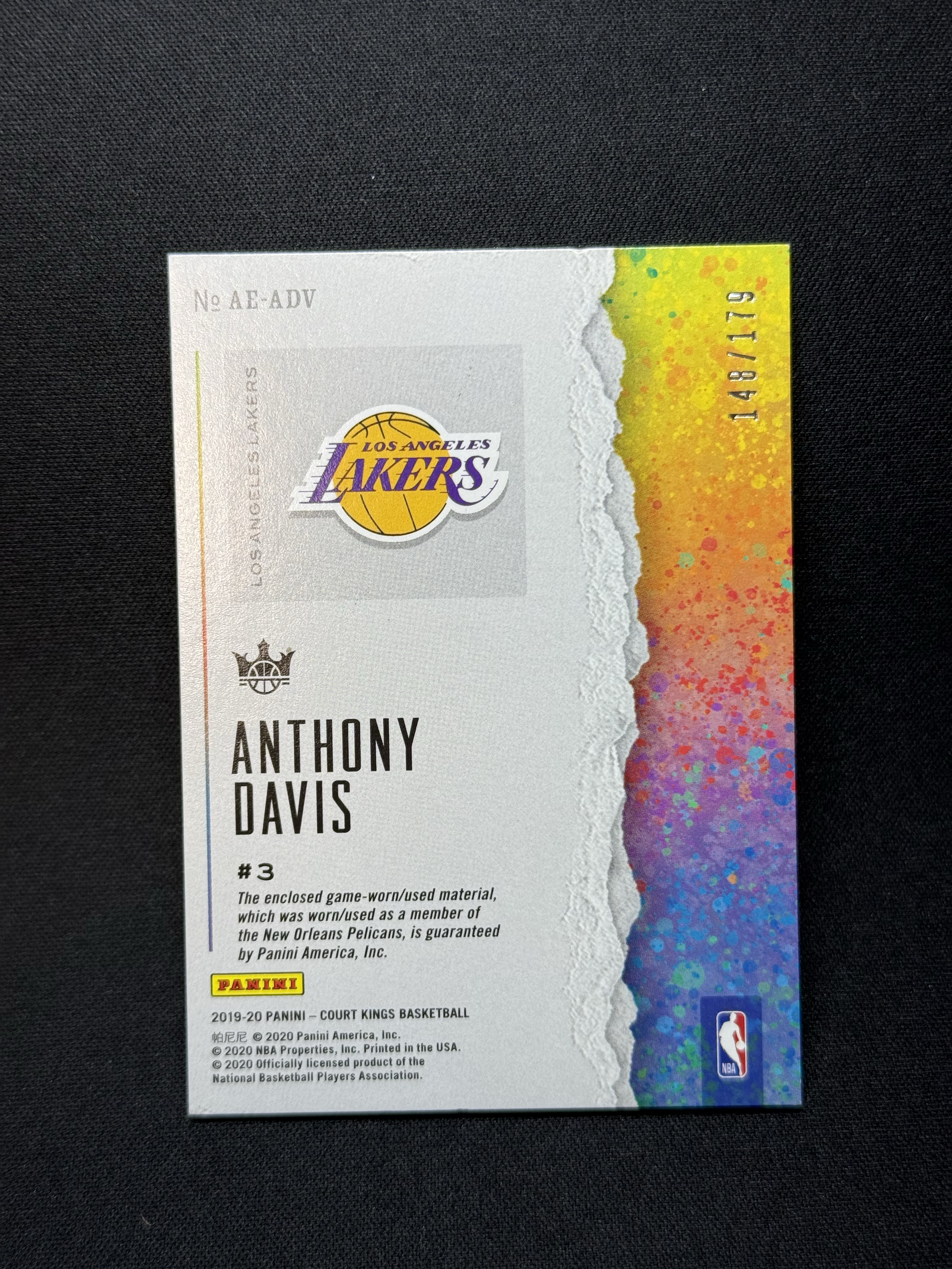 2019-20 Panini Court Kings Anthony Davis 【小贝代拍】油画 湖人 安东尼 戴维斯 小窗 球衣物料 切割 Patch /179编 瑕疵如图拍前看描述 H PACC
