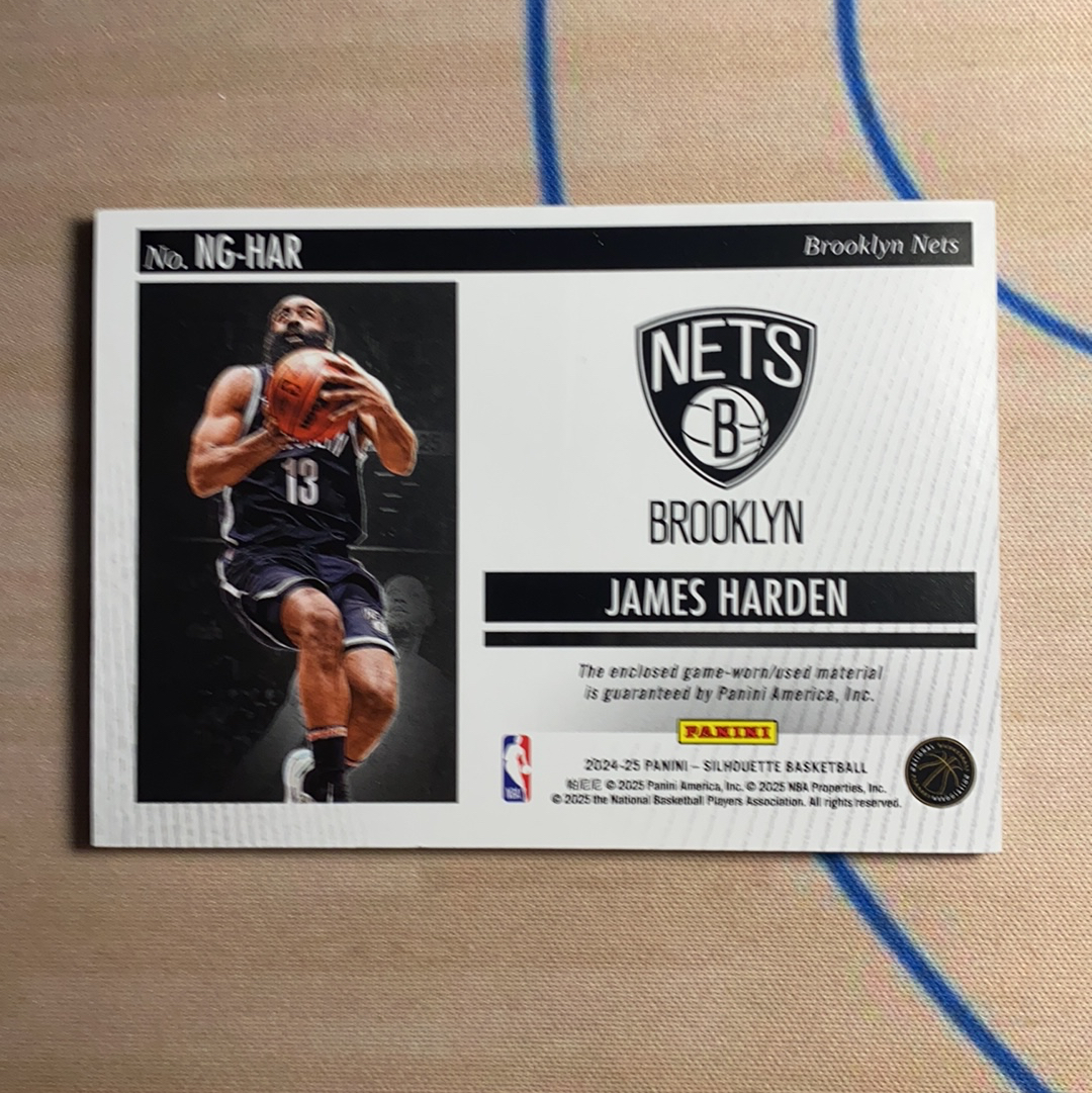 2024-25 Panini Silhouette James Harden 剪影系列 布鲁克林篮网 洛杉矶快船 登哥 詹姆斯 哈登 NBA Gear 落场球衣切割 Patch实物 品相如图