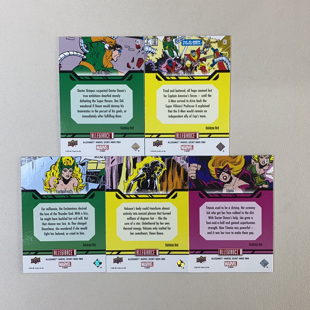 【弈卡代拍】 2023 Upper Deck Marvel漫威Allegiance 忠诚 秘密战争 大比例 特卡 红折 折射 章鱼博士 X-MEN等 5张打包 品相如图 凑套必备 风暴