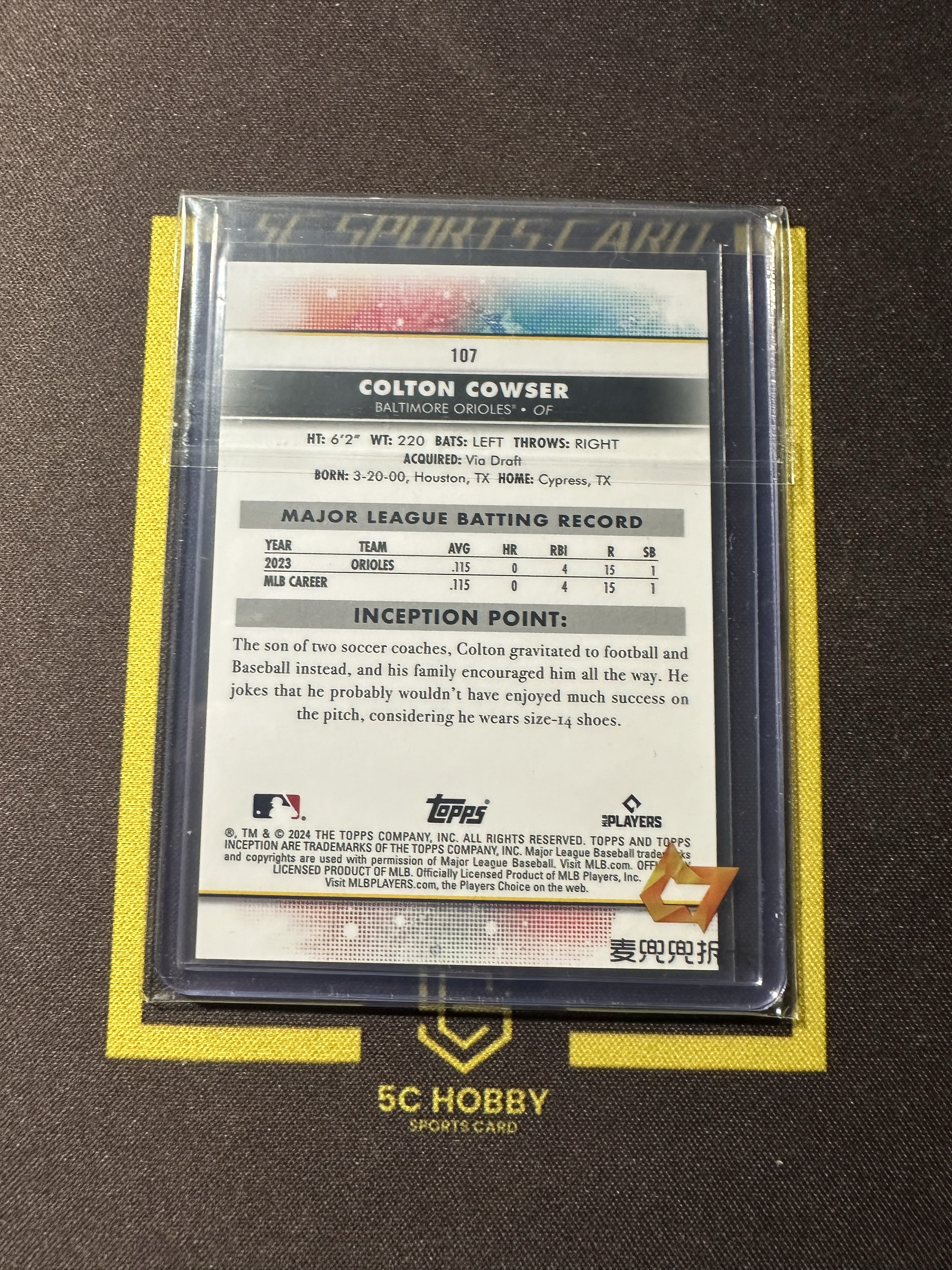 【主演出卡】2024 topps 盗梦空间 金莺 Colton Cowser 新秀 变化版 X版 RC 大比例base 凑套 专收 必备!卡品不保