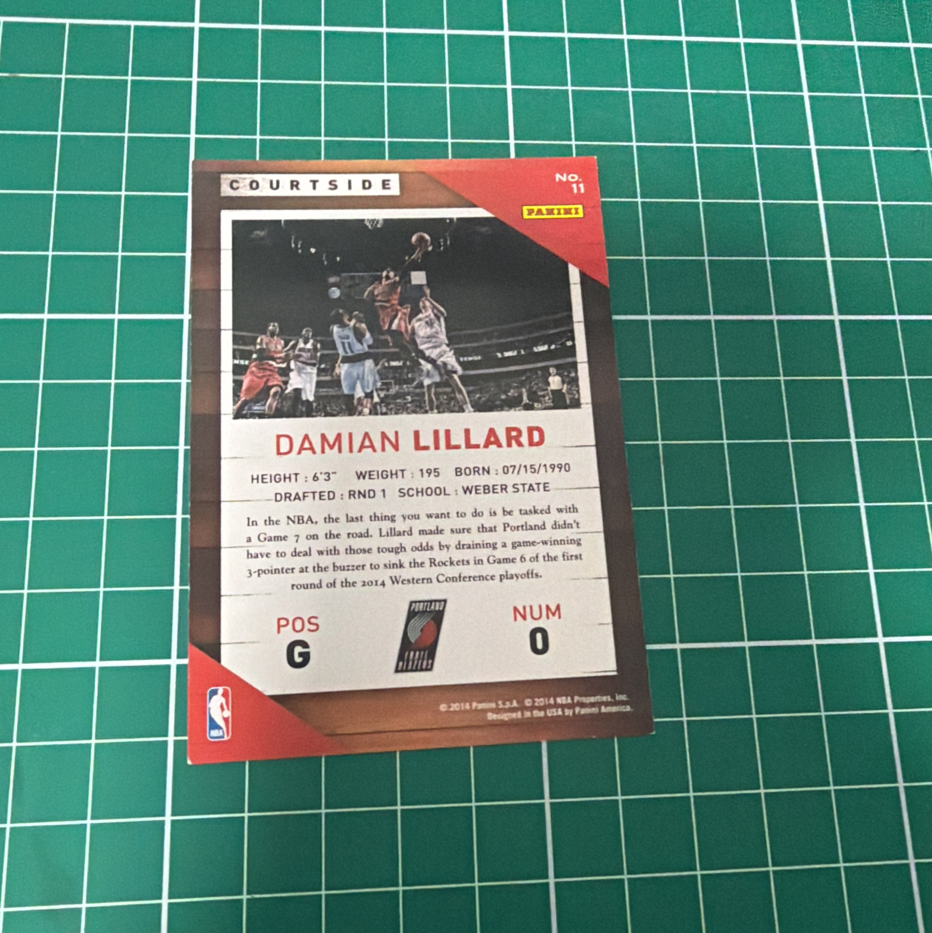 2014-15 Panini S.p.A Damian Lillard 中雅图/中亚图 达米安利拉德 横版特卡 场边 小聚光灯 老卡 绝版卡 稀有大比例