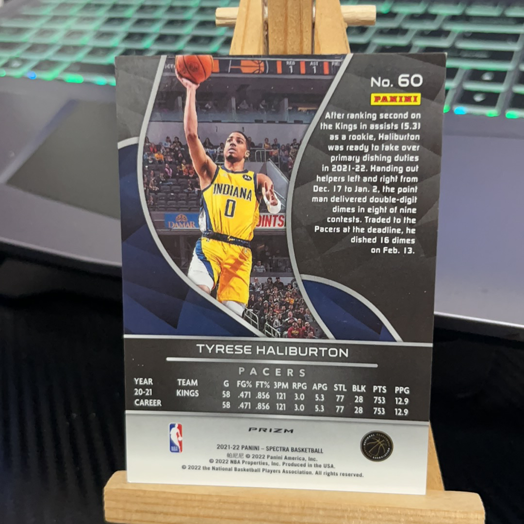2021-22 Panini Spectra Tyrese Haliburton 哈利伯顿 步行者 折射 光谱 卡品如图 凑图必备 值得收藏!