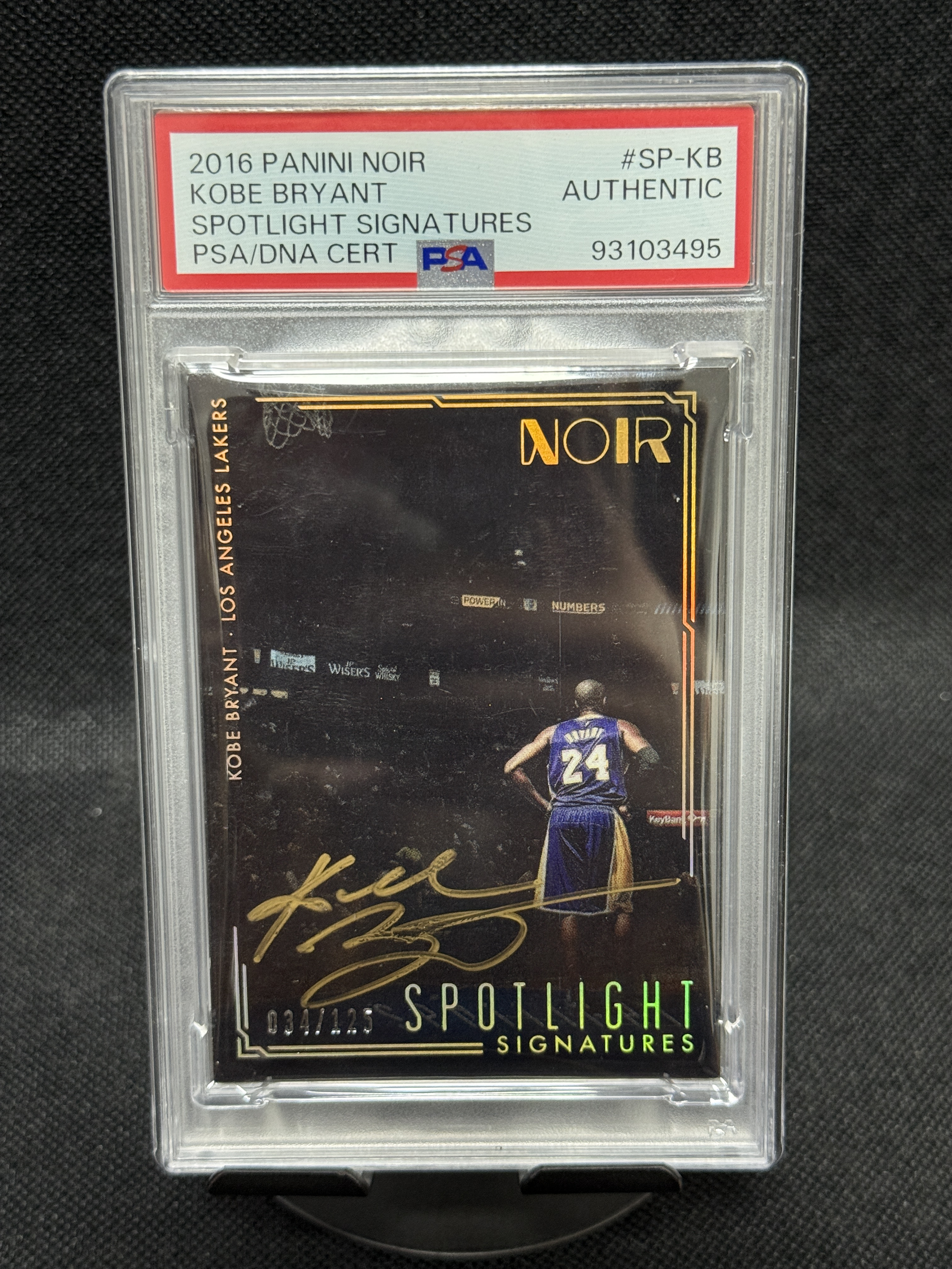 2016-17 Panini Noir Kobe Bryant 诺尔 湖人 科比 布莱恩特 Spotlight 聚光灯 镜面 签字卡签 金笔 125编 无平行 绝笔 经典背影选图 psa 收藏必备