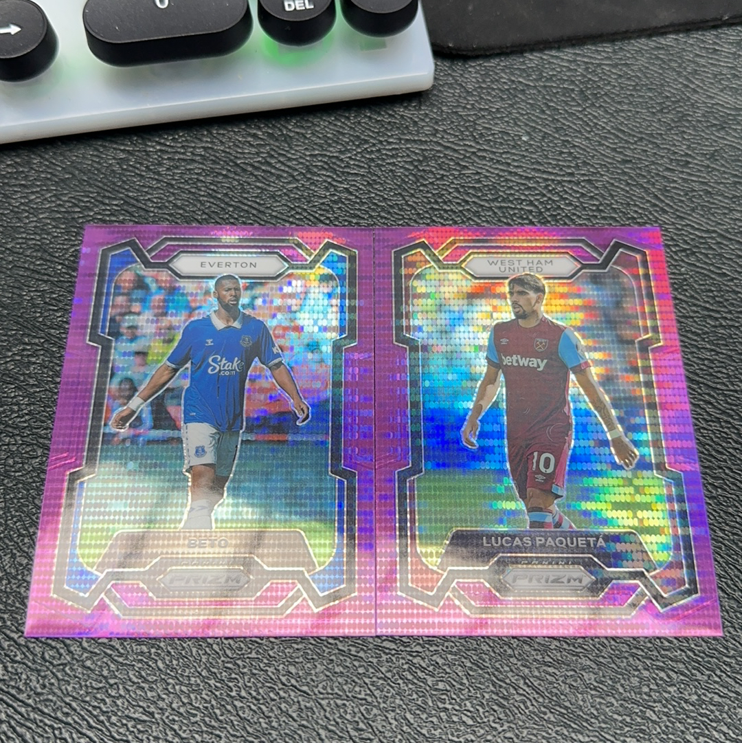 2023-24 Panini Prizm beto 【鸡叔拍卖】贝托 埃弗顿 Beto 卢卡斯 帕克塔 英超 PZ 紫折 盒货 两张 微瑕如图 坤坤