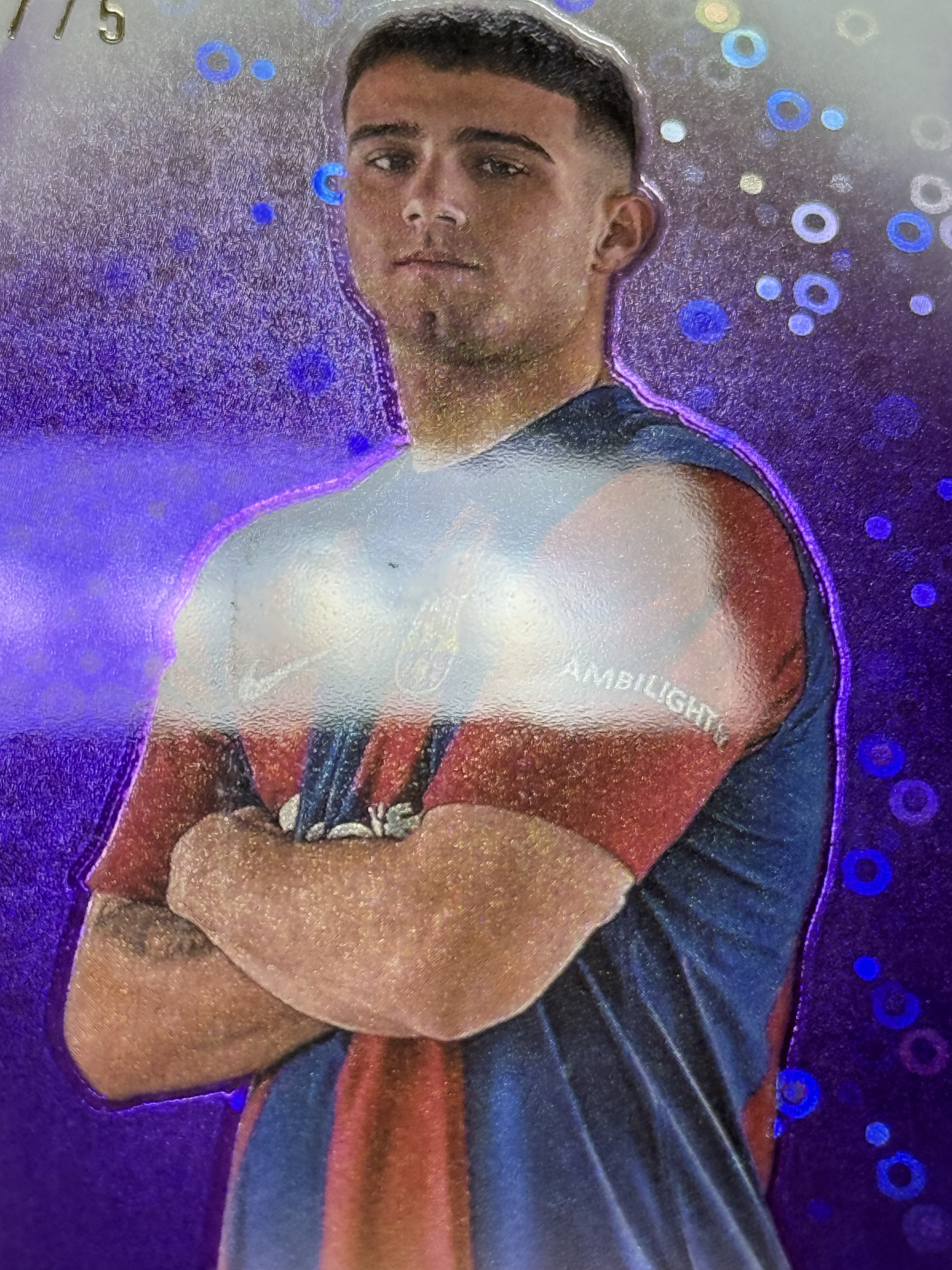 2023-24 Topps UCC Ángel Alarcón RC 【小贝代拍】欧战 UCC 巴萨 新秀 阿拉尔孔 终极舞台特卡 紫折 /75编 瑕疵如图 拍前看描述 H MFC