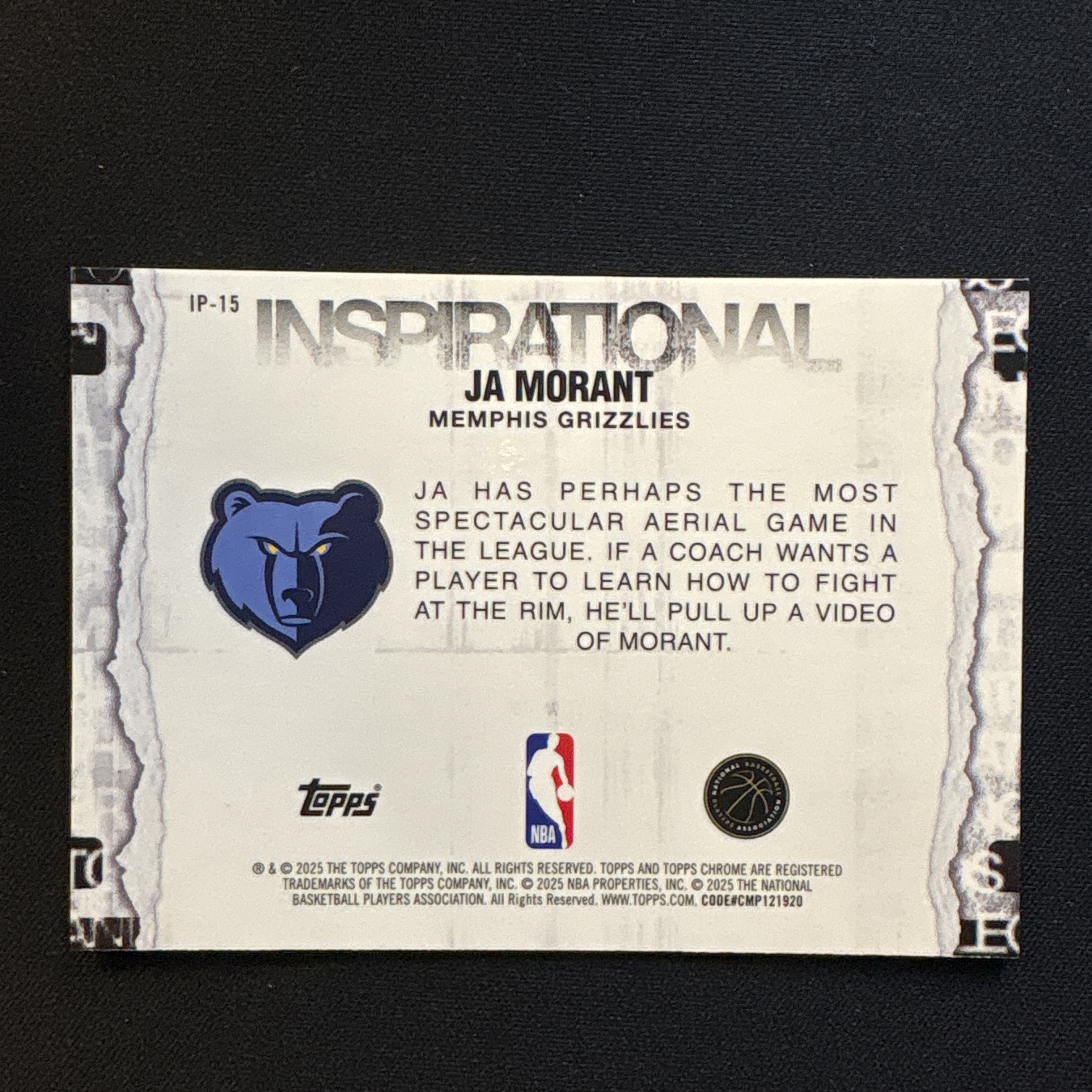 2025-26 Topps Chrome Ja Morant 【爆爆代卖】贾 莫兰特 腰王 银平行 Inspirational 励志标语特卡 座右铭 无所畏惧 Base 灰熊 专收必备 卡品如图#靓星