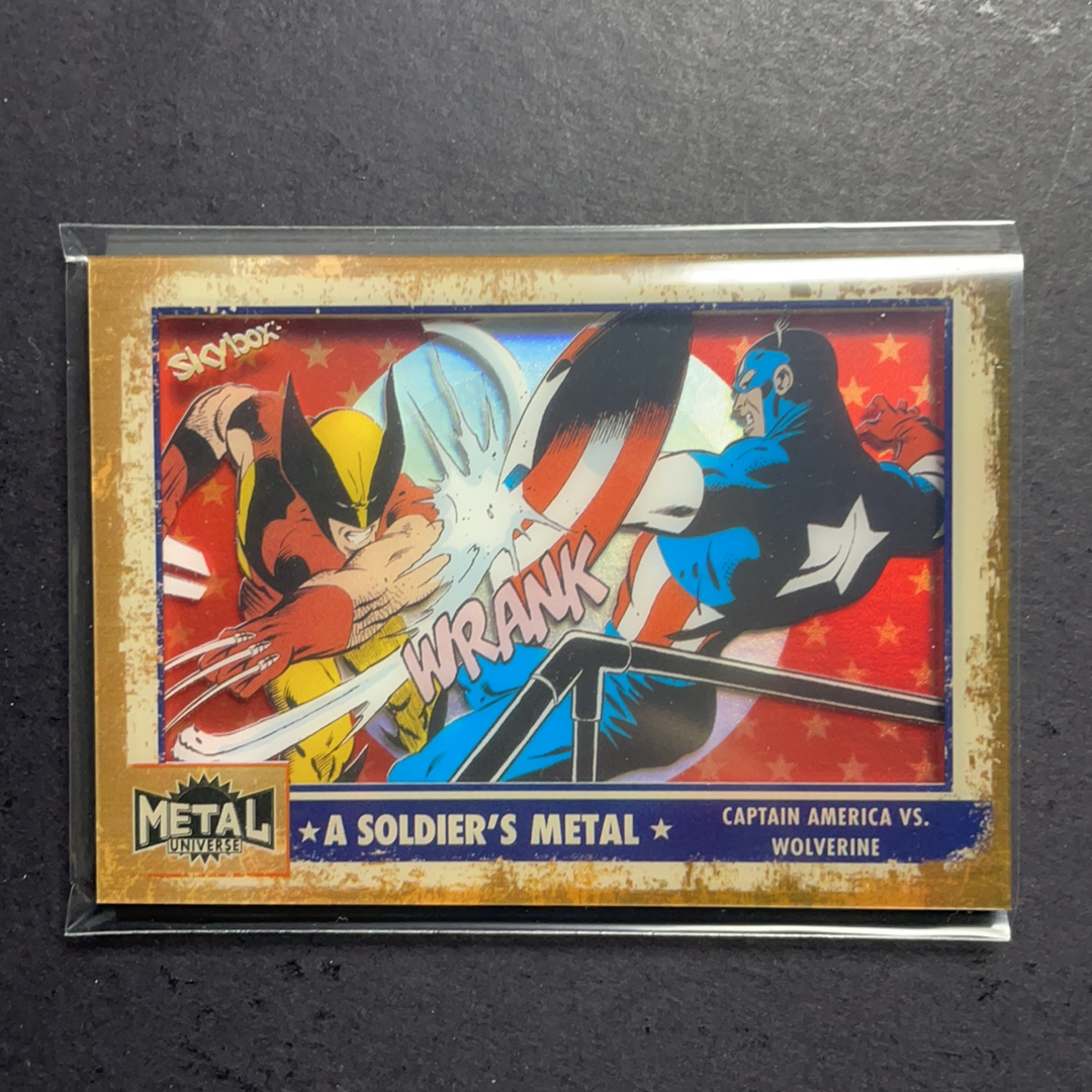 2024 SkyBox Marvel (MCU) 复仇者联盟 美国队长vs金刚狼 大比例插放 箱货 战士的徽章沙盒特卡 序号SM19 2024 UD漫威漫画Metal Universe复联系列