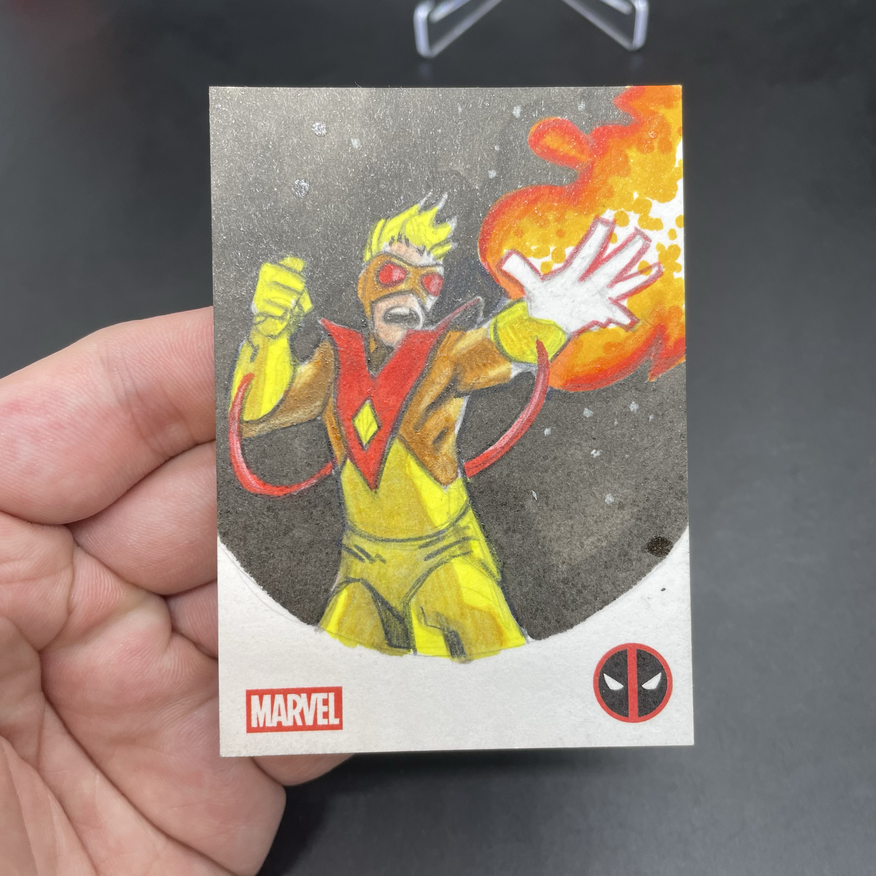 2025 Topps Chrome Human Torch 【无界代卖】Marvel 漫威 Deadpool 死侍与金刚狼 霹雳火 火人 1/1编 手绘 全球一张 画师签字 品如图 不累计 wy