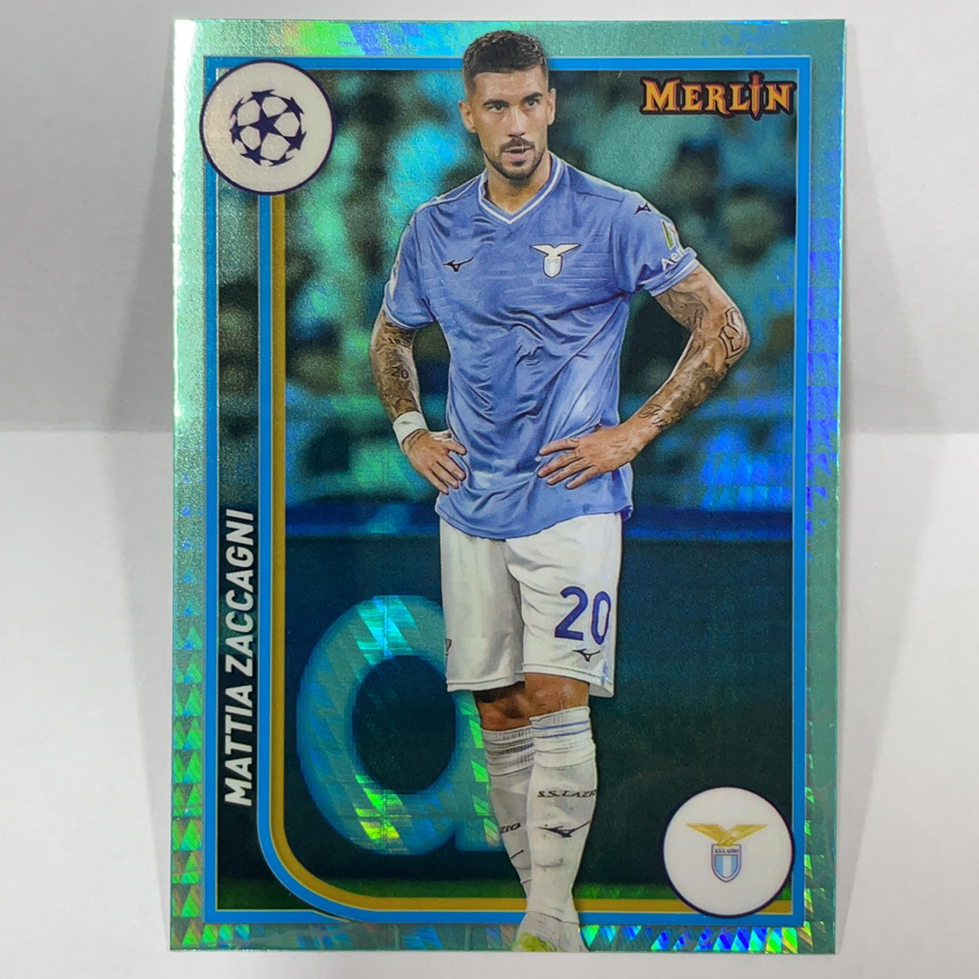 2024 Topps UEFA Champions League zaccagni 扎卡尼 拉齐奥 梅林 青棱镜折 折射 默认微瑕 不保卡品