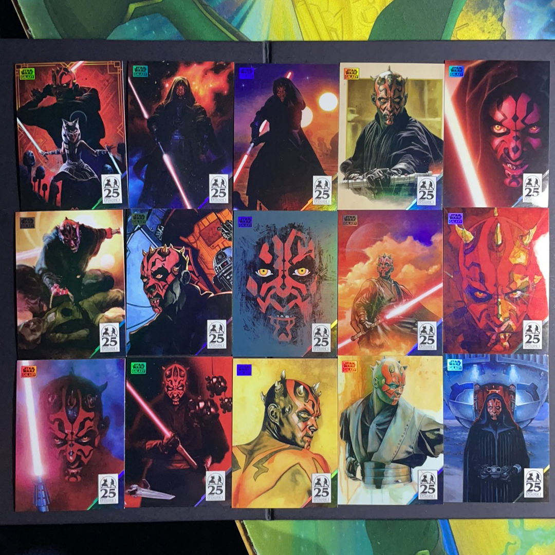 2025 Topps Star Wars 星球大战 达斯摩尔 达斯摩尔25周年艺术特卡银折射15张齐套 2024 Topps Chrome星战Galaxy银河系列