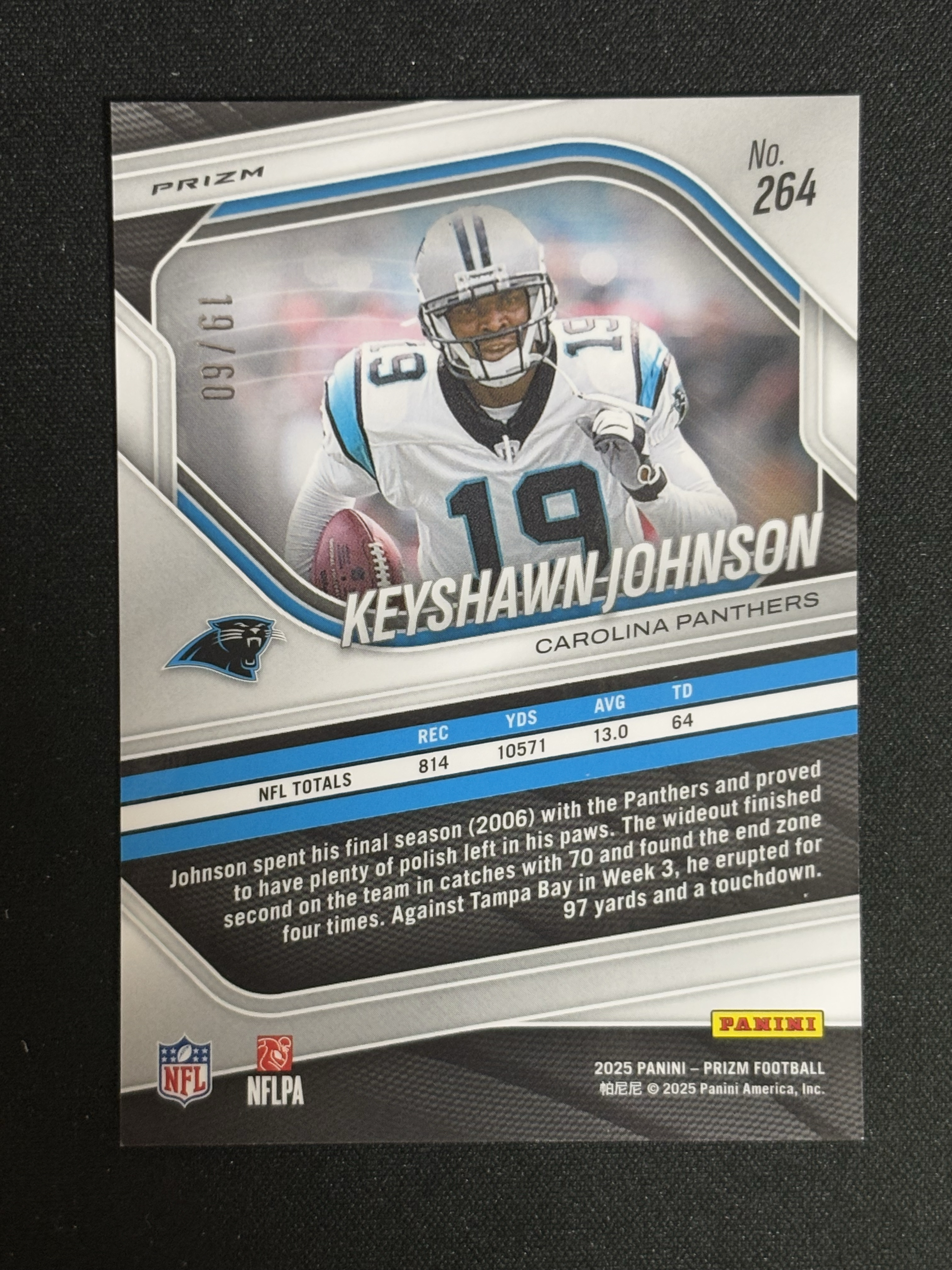 2025 Panini Prizm Keyshawn Johnson NFL 棒球 黑豹 凯肖恩 约翰逊 粉地标折 超级碗折 同背 19/60编 卡品如图 - 汤圆