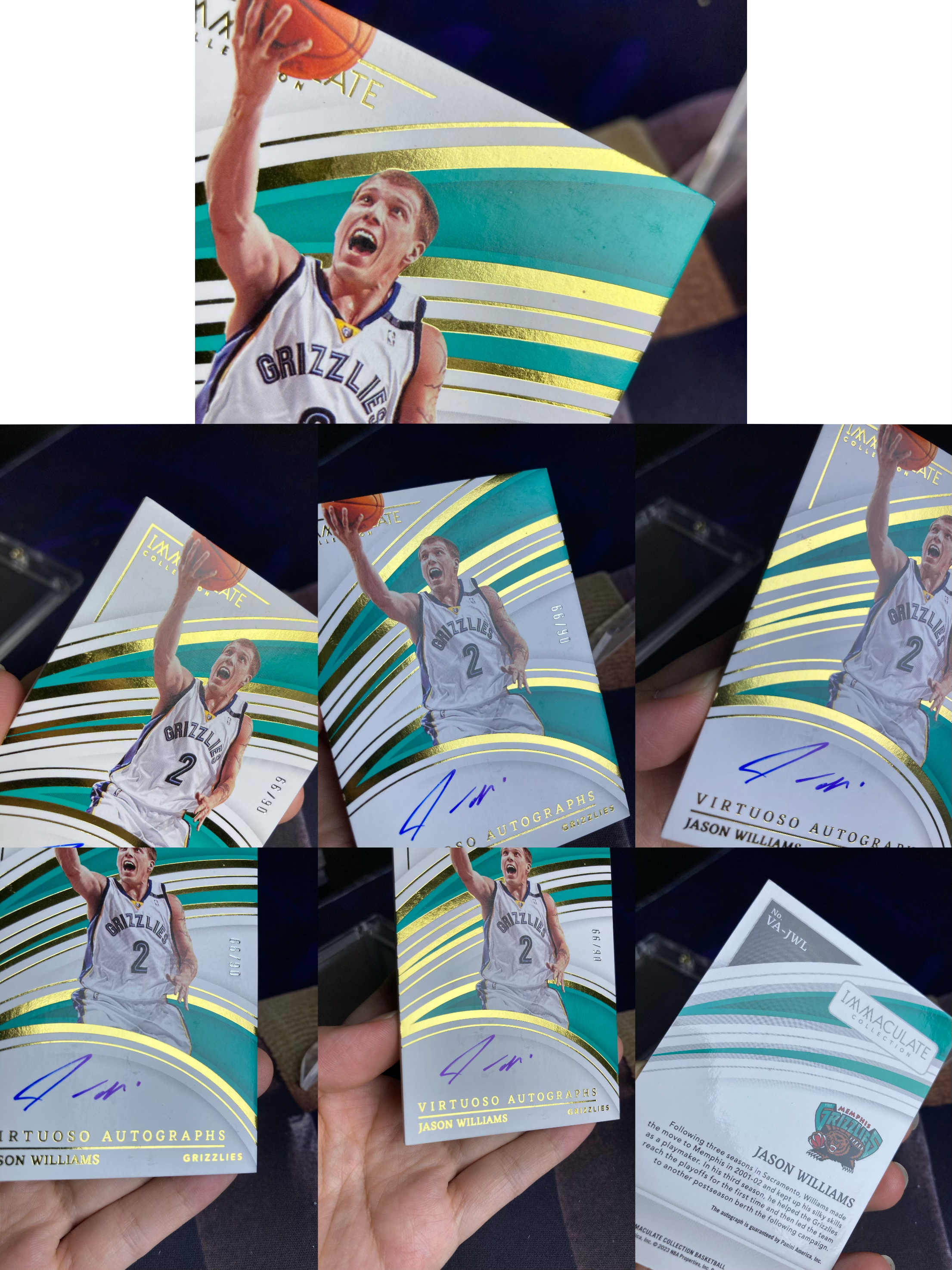 2022-23 Panini Immaculate Jason Williams 【星卡优转】imm系列 灰熊 白巧克力 贾森 威廉姆斯 06/99编 签字 卡签 virtuoso签 微瑕如图 杀菌