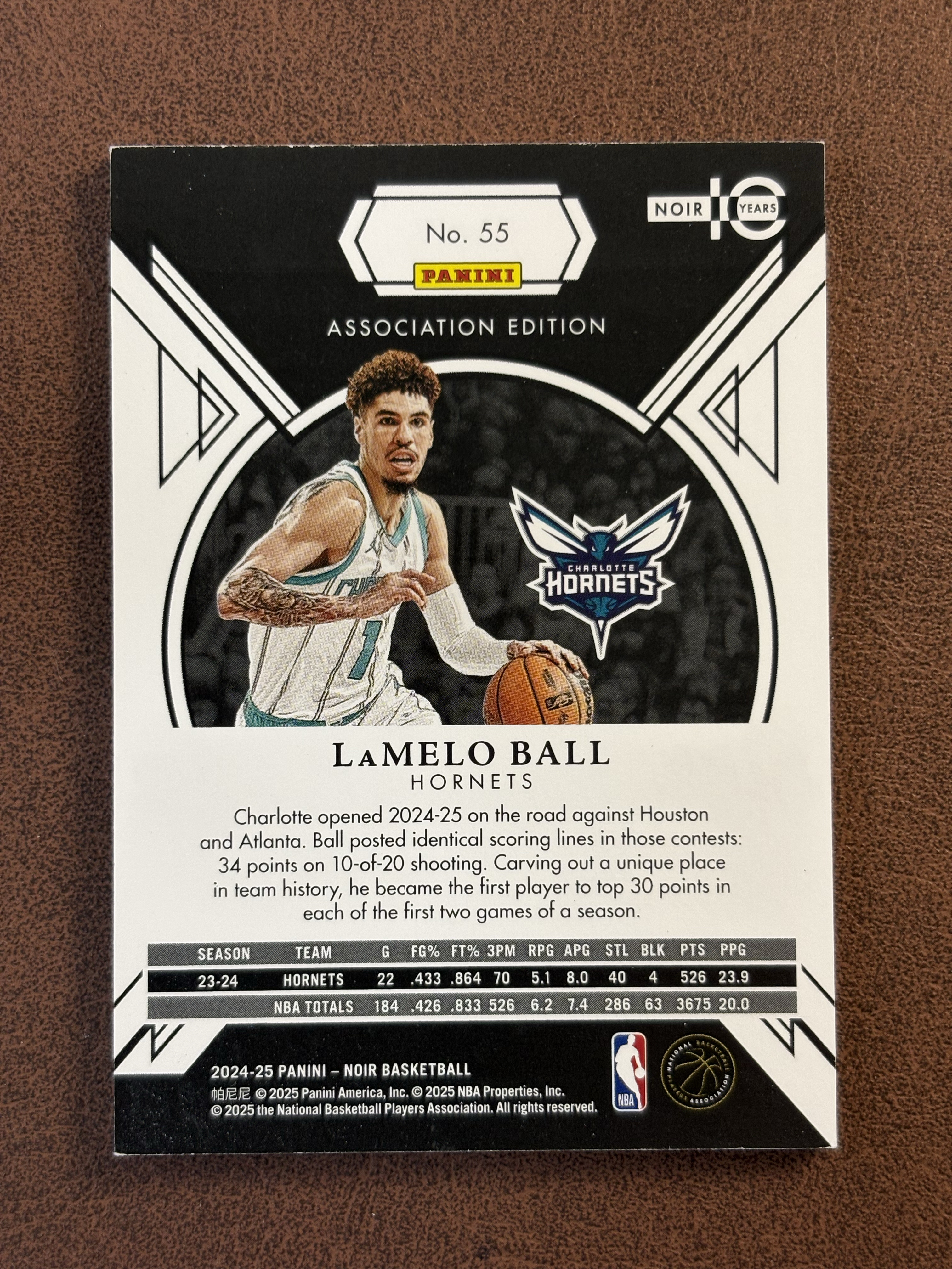 2024-25 Panini Noir LaMelo Ball 拉梅洛 鲍尔 三球 99编 银平行 黄蜂 专收 如图(宏图代卖)