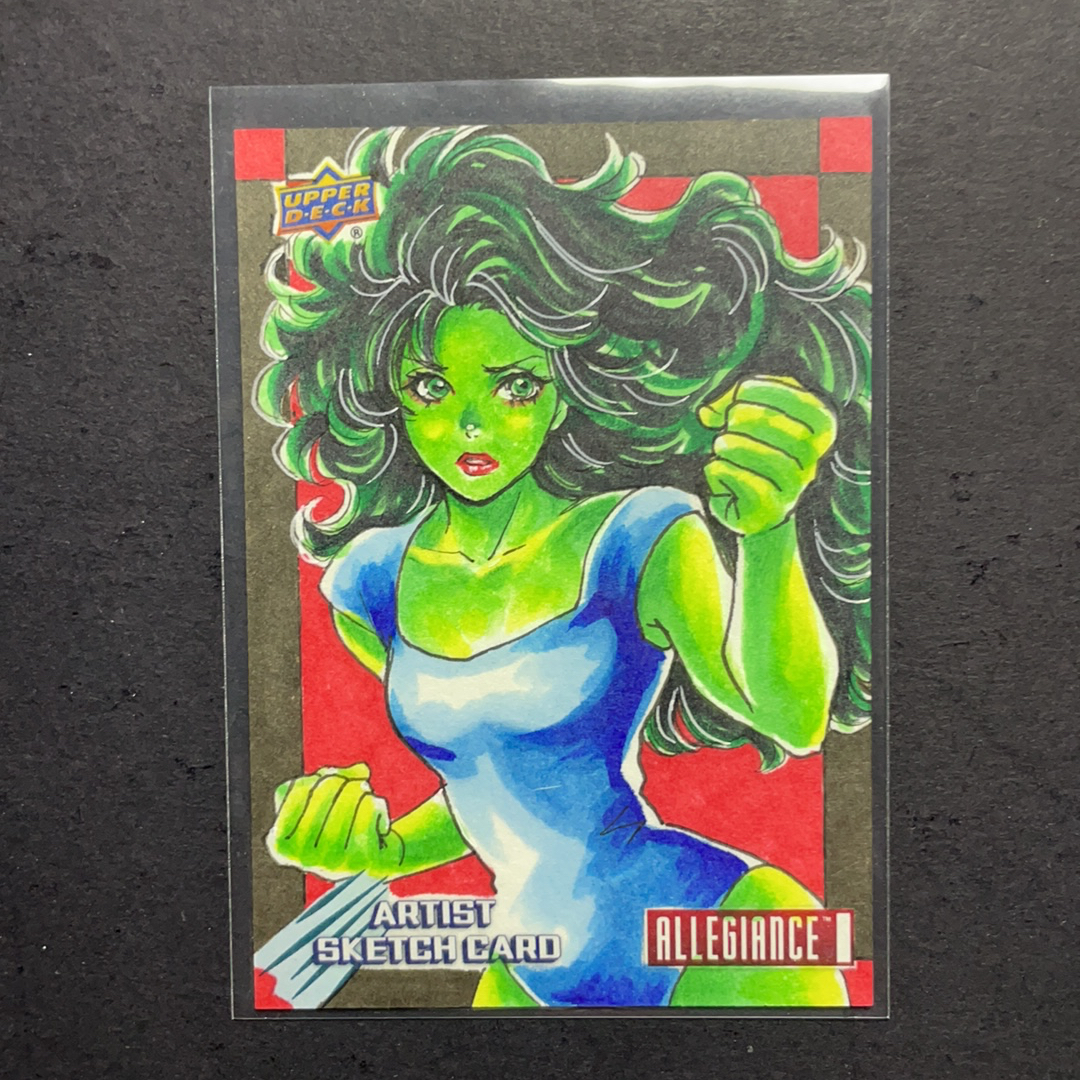 2024 Upper Deck Marvel (MCU) 秘密战争 女浩克 1/1官卡手绘 热门画师Sanna U SUO 2024 UD漫威漫画 忠诚三部曲秘密战争系列