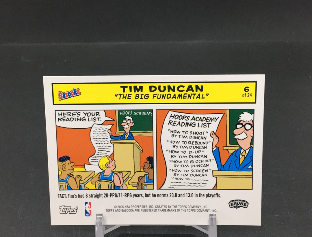 【DC拍卖】11.21 TOPPS BAZOOKA 大比例漫画特卡 经典老特 实卡美如画 名人堂名宿 NBA历史第一大前锋 石佛 蒂姆 邓肯