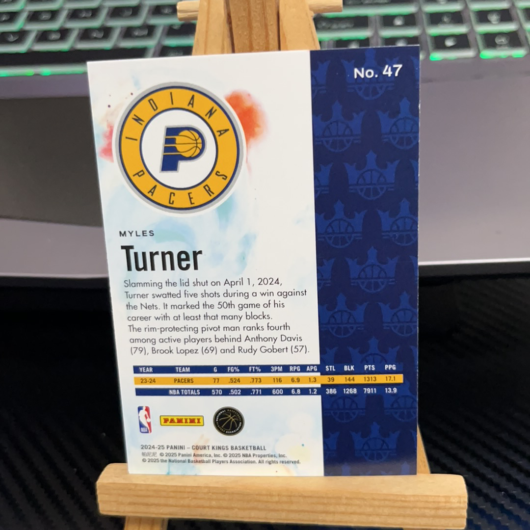 2024-25 Panini Court Kings Myles Turner 迈尔斯 特纳 步行者 油画系列 卡品如图 凑图必备 值得收藏!免费代卖!
