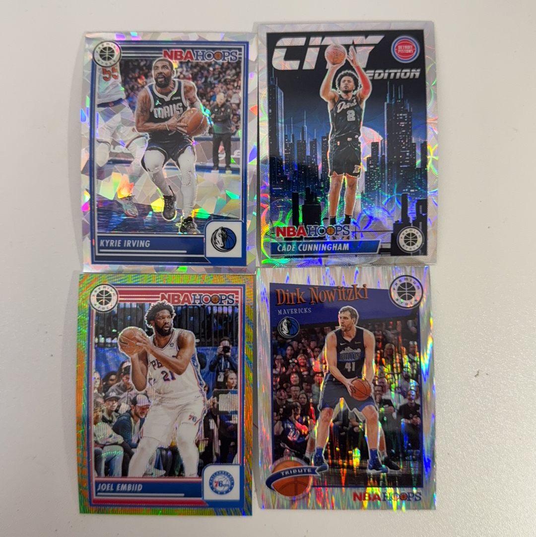 【免费代卖】4张 打包 lot HOOPS 折射 欧文 诺维茨基 康宁汉姆 恩比德 马刺 骑士 勇士 湖人 火箭 独行侠 魔术 值得收藏!!