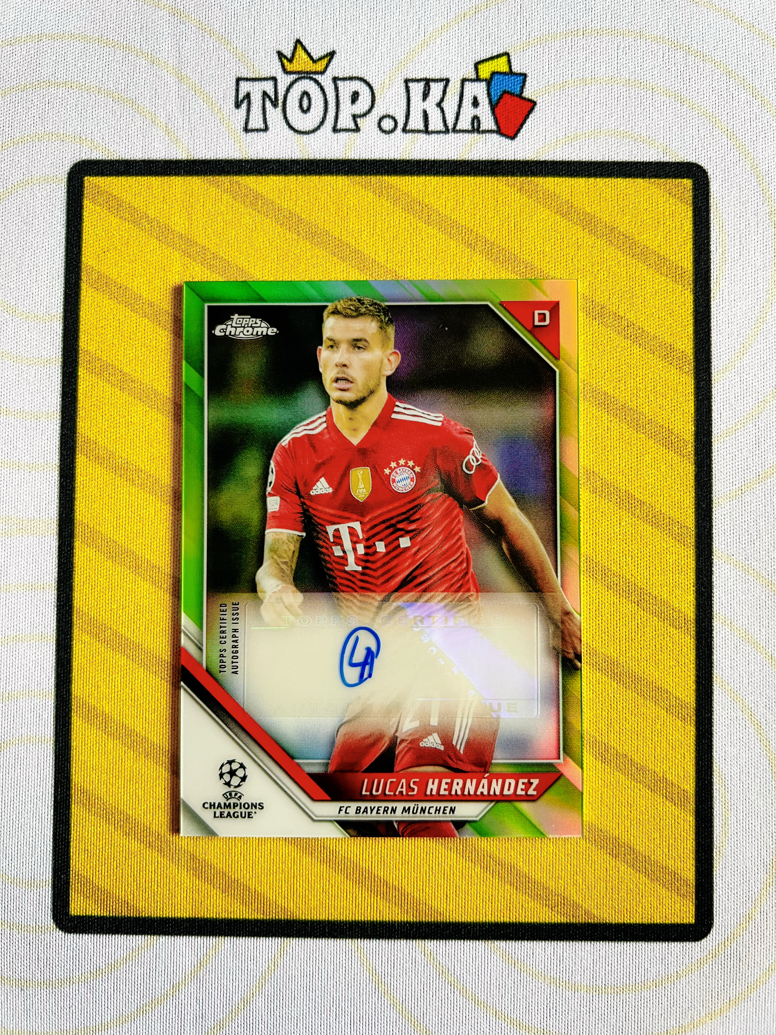 【顶尖卡社】2022 topps chrome 欧冠 拜仁 卢卡斯 埃尔南德斯LucasHernandez 大巴黎 签字 17/99编 绿平行 详情看描述 瑕疵如图【Lawson】
