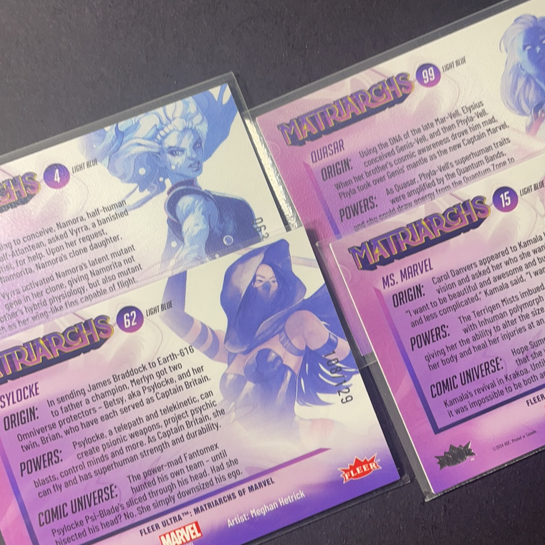 2024 Fleer Marvel (MCU) Ultra Matriarchs 灵蝶惊奇少女类星体纳摩莉塔 base带编湖水蓝平行129编3张打包 2024 UD漫威漫画Fleer Ultra女英雄