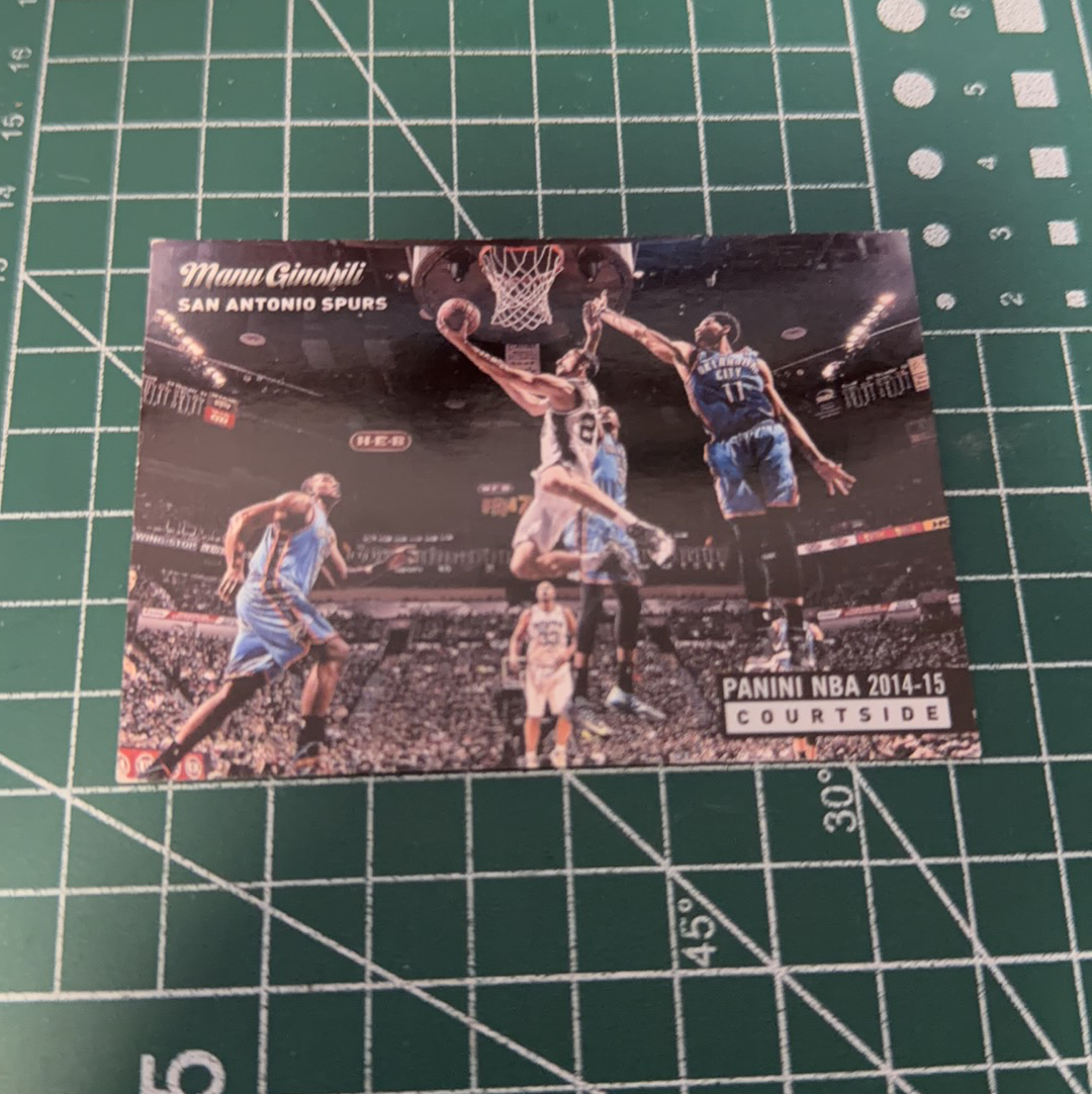 2014-15 Panini Americana Manu Ginobili S.p.a. 马努 吉诺比利 场边 横版特卡 courtside 十年老卡 绝版卡 稀有大比例 收藏必备
