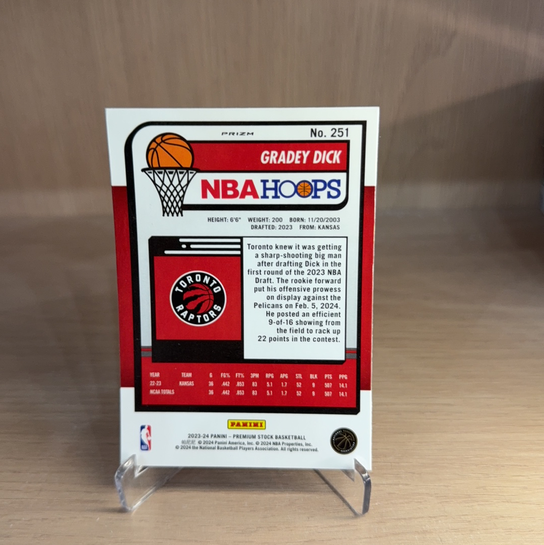 2023-24 Panini NBA Hoops Gradey Dick RC 【免费代卖】猛龙 新秀 RC 格雷迪 迪克 银折 圈圈折 折射 专收必备 值得收藏!!