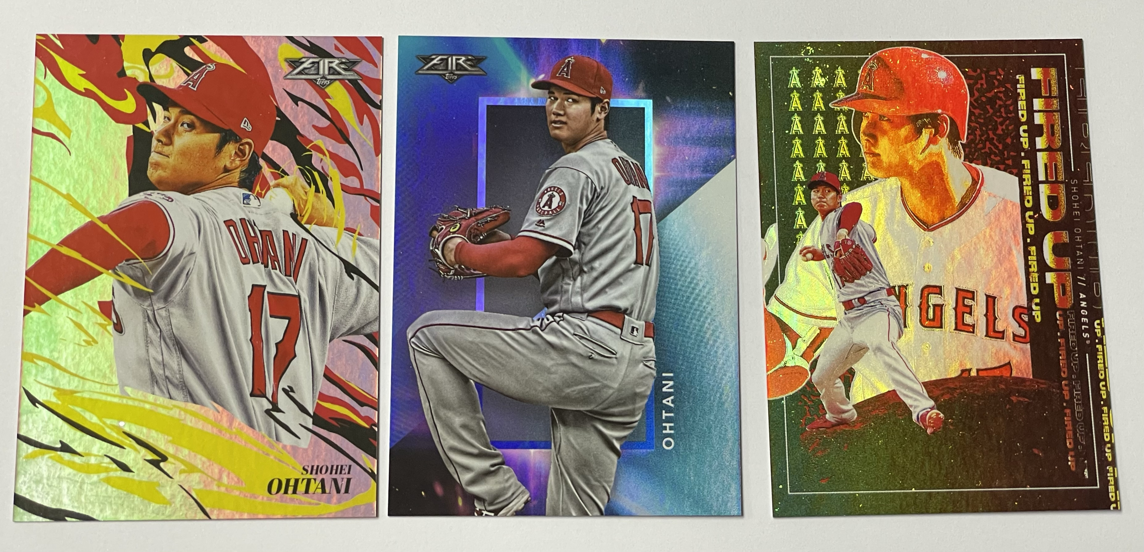 2019 Topps Fire Shohei Ohtani 洛杉矶天使 大谷翔平 新秀次年 折射 三张一起 lot3