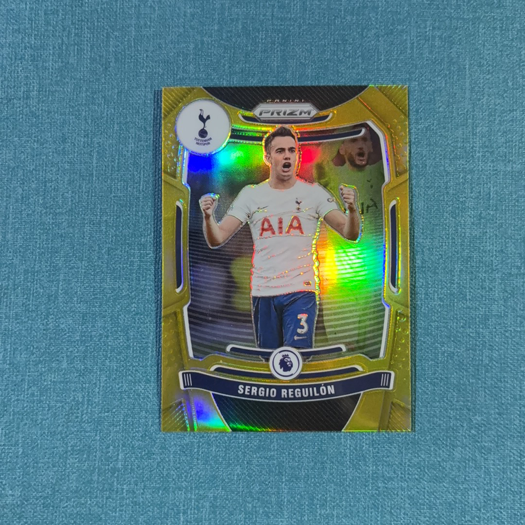 2021-22 Panini Prizm 英超 Sergio Reguilon 雷吉隆 03/10编 超低编 同背 金折 托特纳姆热刺 卡品如图 GCX