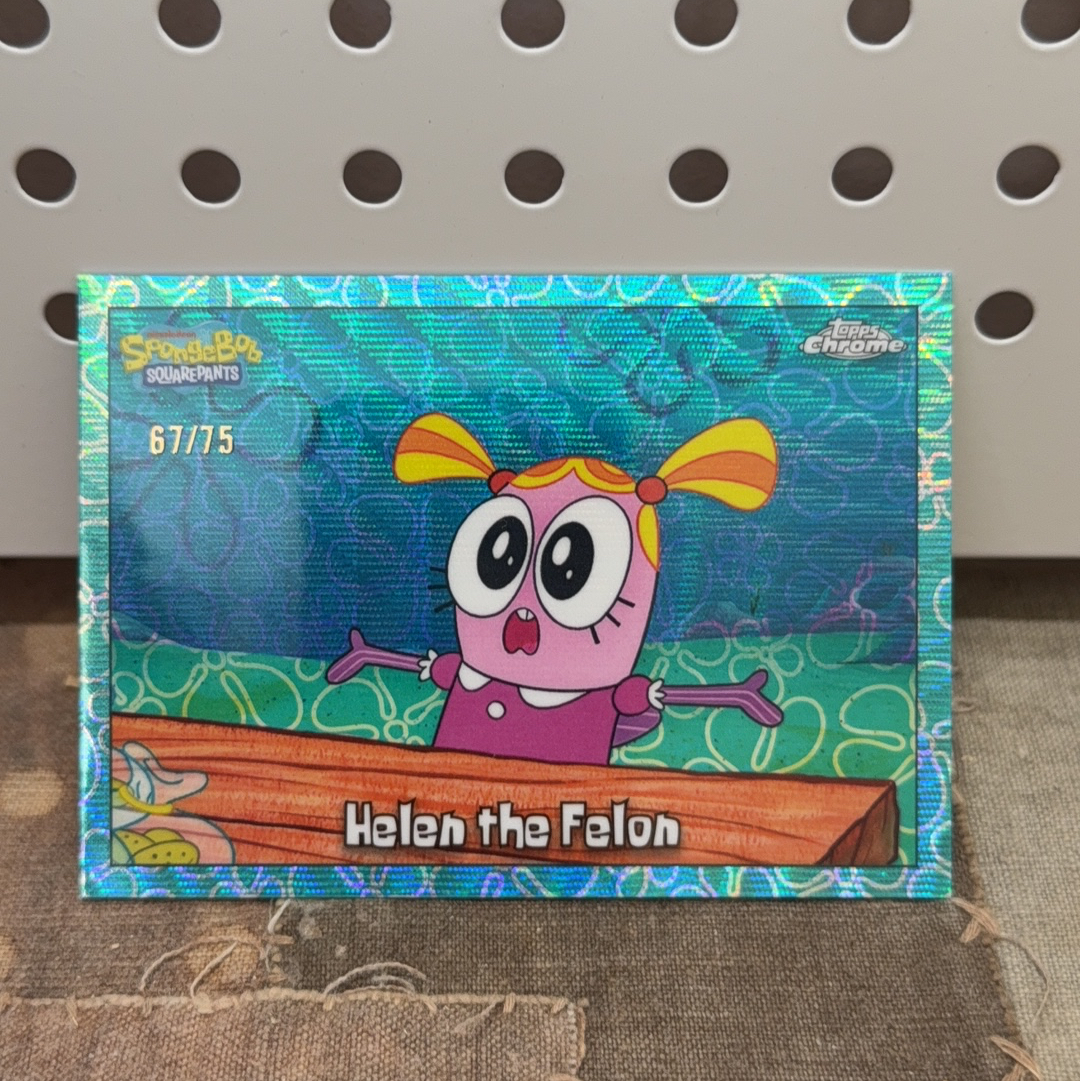 2025 Topps Chrome SpongeBob 25th 海绵宝宝 25周年 大比例 蓝棱镜折 67/75 编 Helen The Felon #170