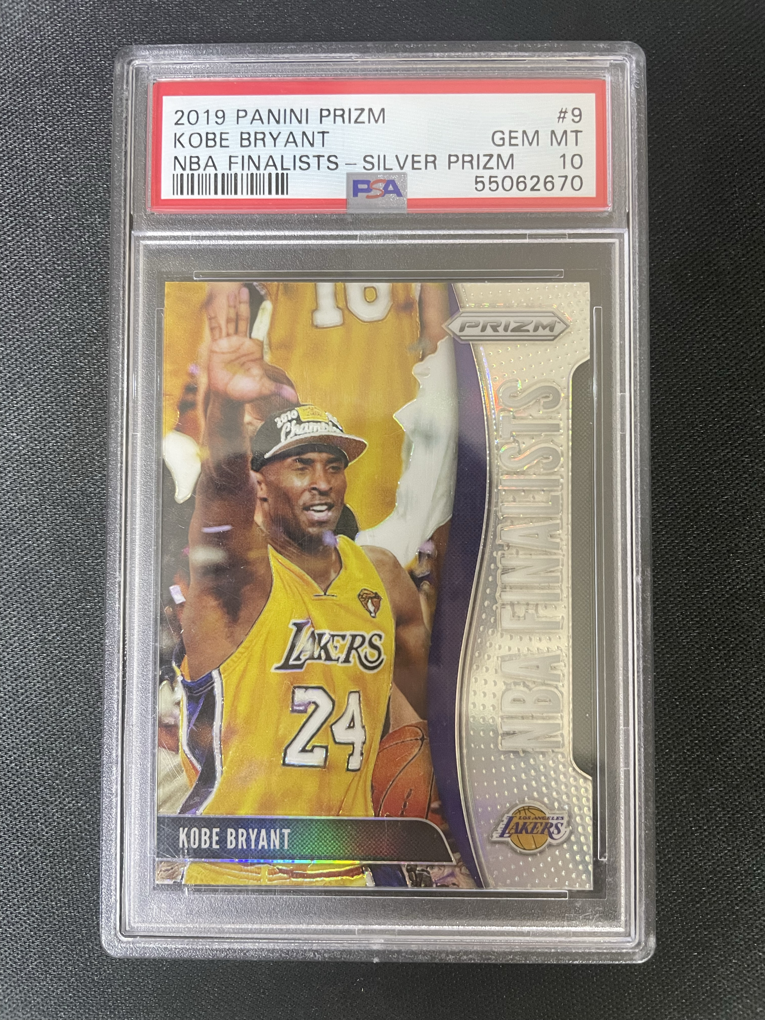 2019-20 Panini Prizm Kobe Bryant 科比 总决赛特卡 银折 PSA10 满分评级 与凯尔特人抢七大战后 跳上技术台 五冠封神 专收必备