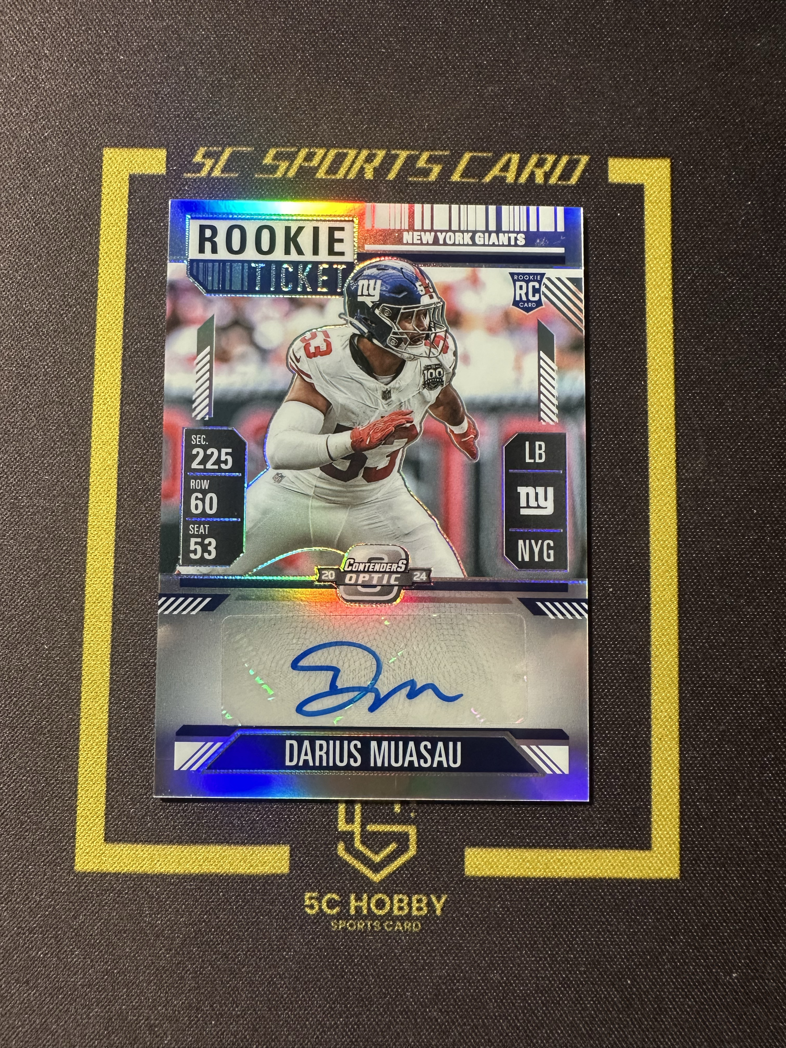 【主演出卡】2024 panini 橄榄球 contender optic 球票 OP 巨人队 Darius Muasau 新秀RC 银折签字 卡品如图