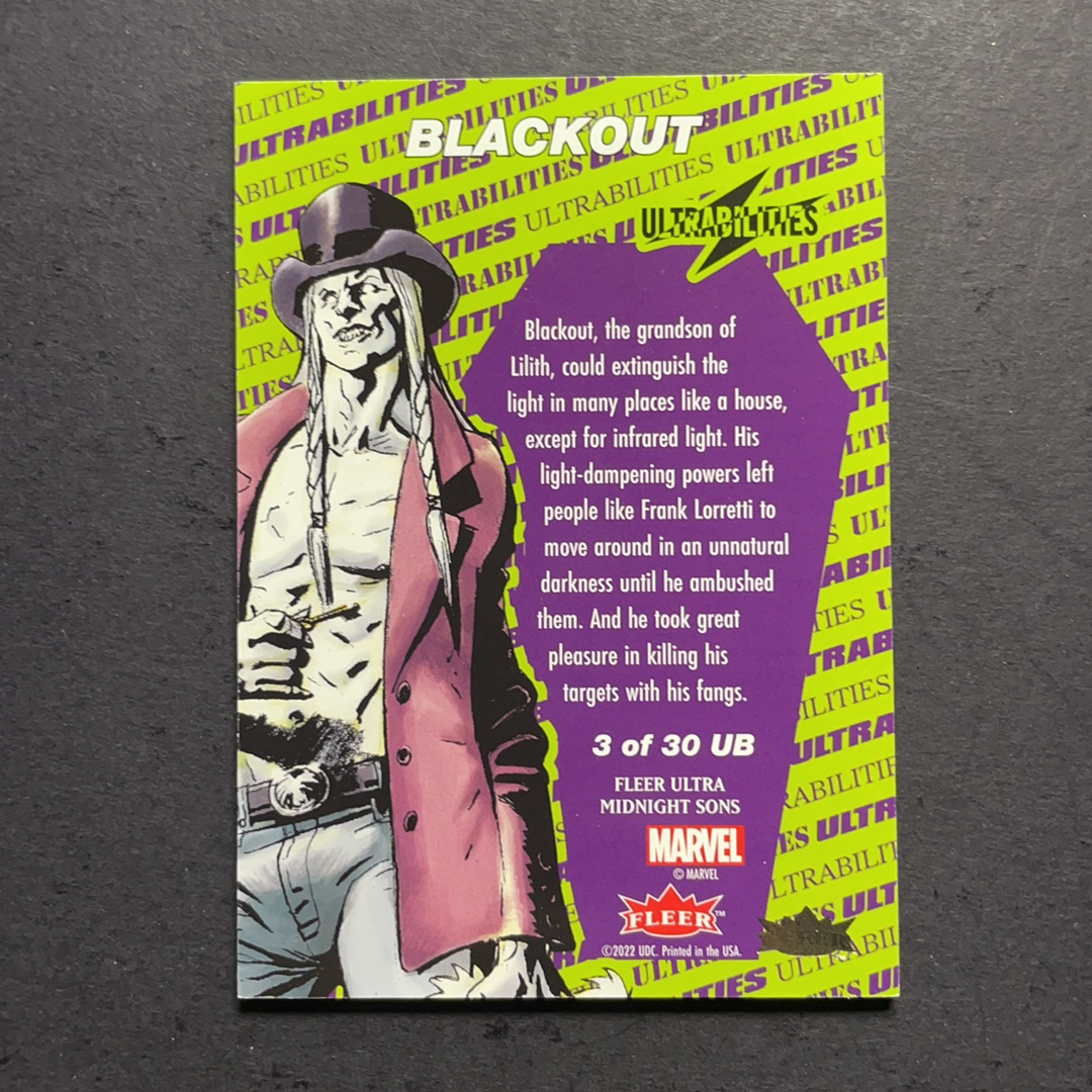 2024 Fleer Marvel (MCU) 午夜之子 黑视 比例1:18 UB超能力星星折射特卡 序号3of30 2023 UD漫威漫画Fleer Ultra午夜之子 粉条代拍