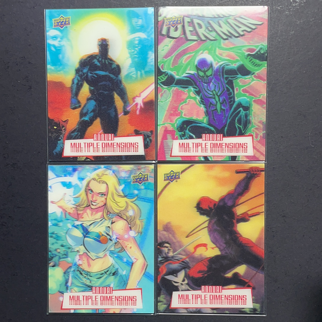 2024 Upper Deck Marvel (MCU) Annual年鉴 黑豹 夜魔侠 分歧蜘蛛侠 炫音 3D棱镜全息特卡4张打包序号MD1-MD4 2022-23 UD 漫威漫画年度盒 漫威年鉴