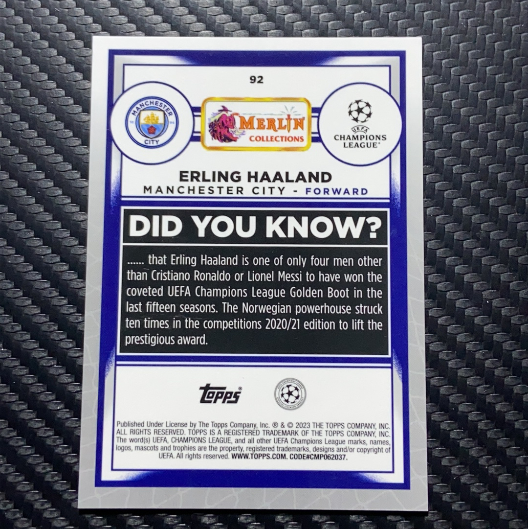 【小牛代拍】 2023 Topps Merlin Erling Haaland 欧冠 梅林 曼城 挪威 魔人布欧 哈兰德 153/299编 卡品如图(璐标)