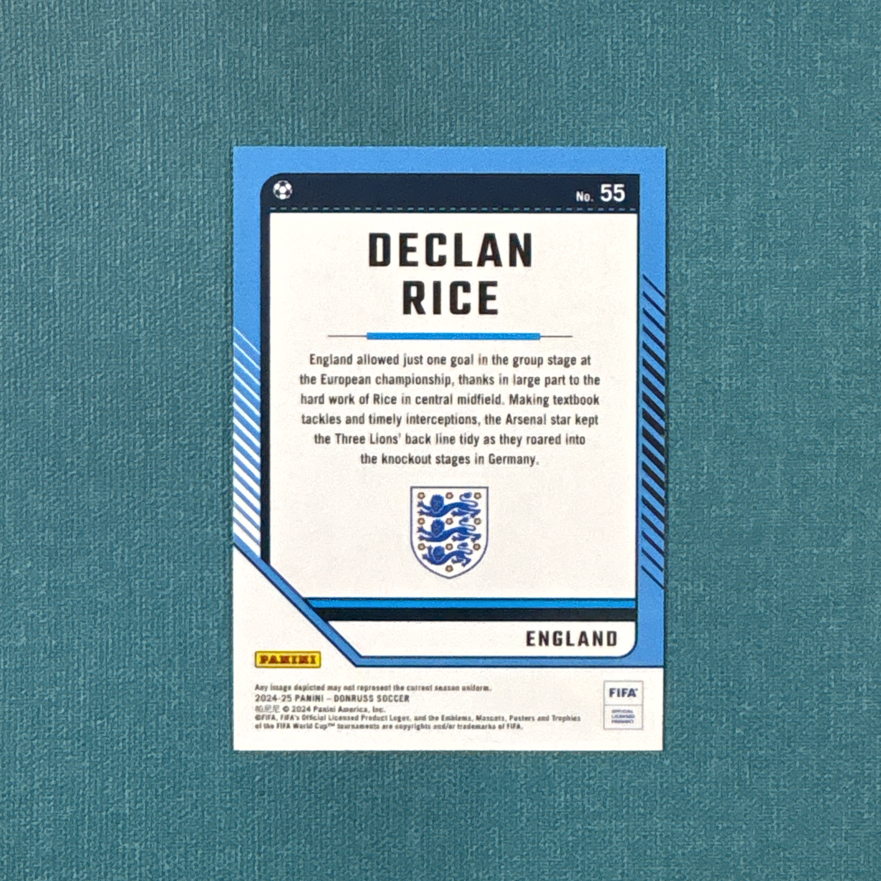 2024-25 Panini Donruss 杜蕾斯 Declan Rice 德克兰 赖斯 06/49编 蓝碎点折 英格兰 阿森纳 卡品如图 YQE