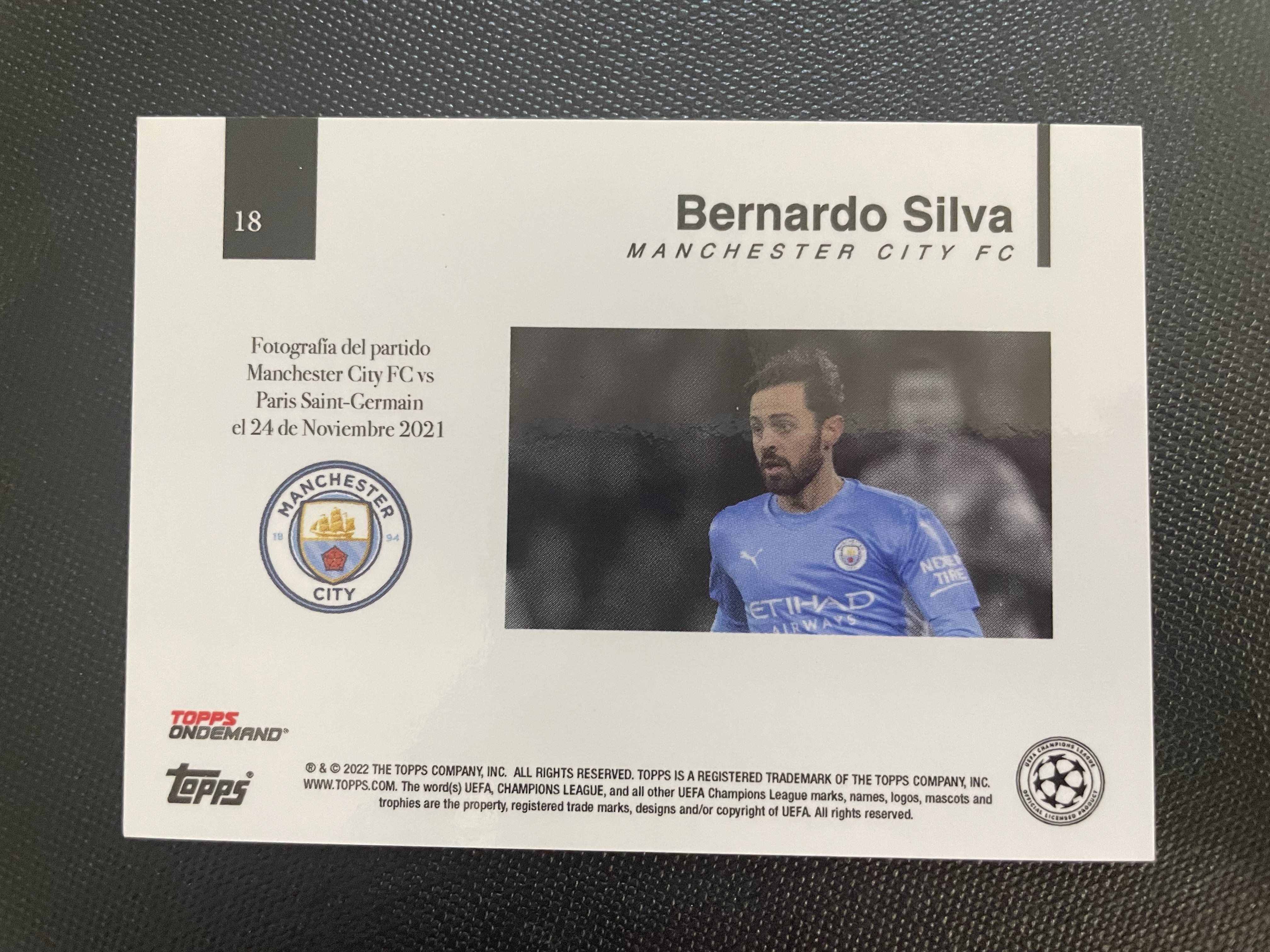 2022 Topps Ondemand Bernardo Silva 【hellfire拍卖】topps 欧冠淘汰赛小黑盒 曼城 葡萄牙 B席 贝尔纳多席尔瓦 base YN