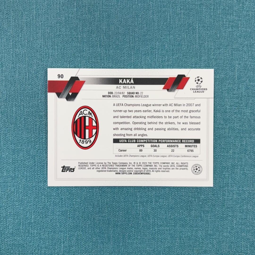 2022-23 Topps UCC 欧战 Kaka 卡卡 变化版 大比例 SP AC米兰 卡品如图 DYD