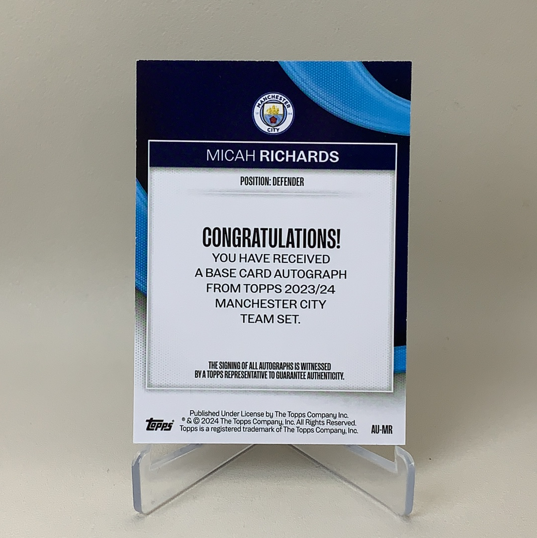 【弈卡代拍】 2024 The Topps Company 曼城 Team 队盒 蓝折 签名 蓝字贴签 Micah Richards 米卡·理查兹 品相如图 凑套必备 哈拉