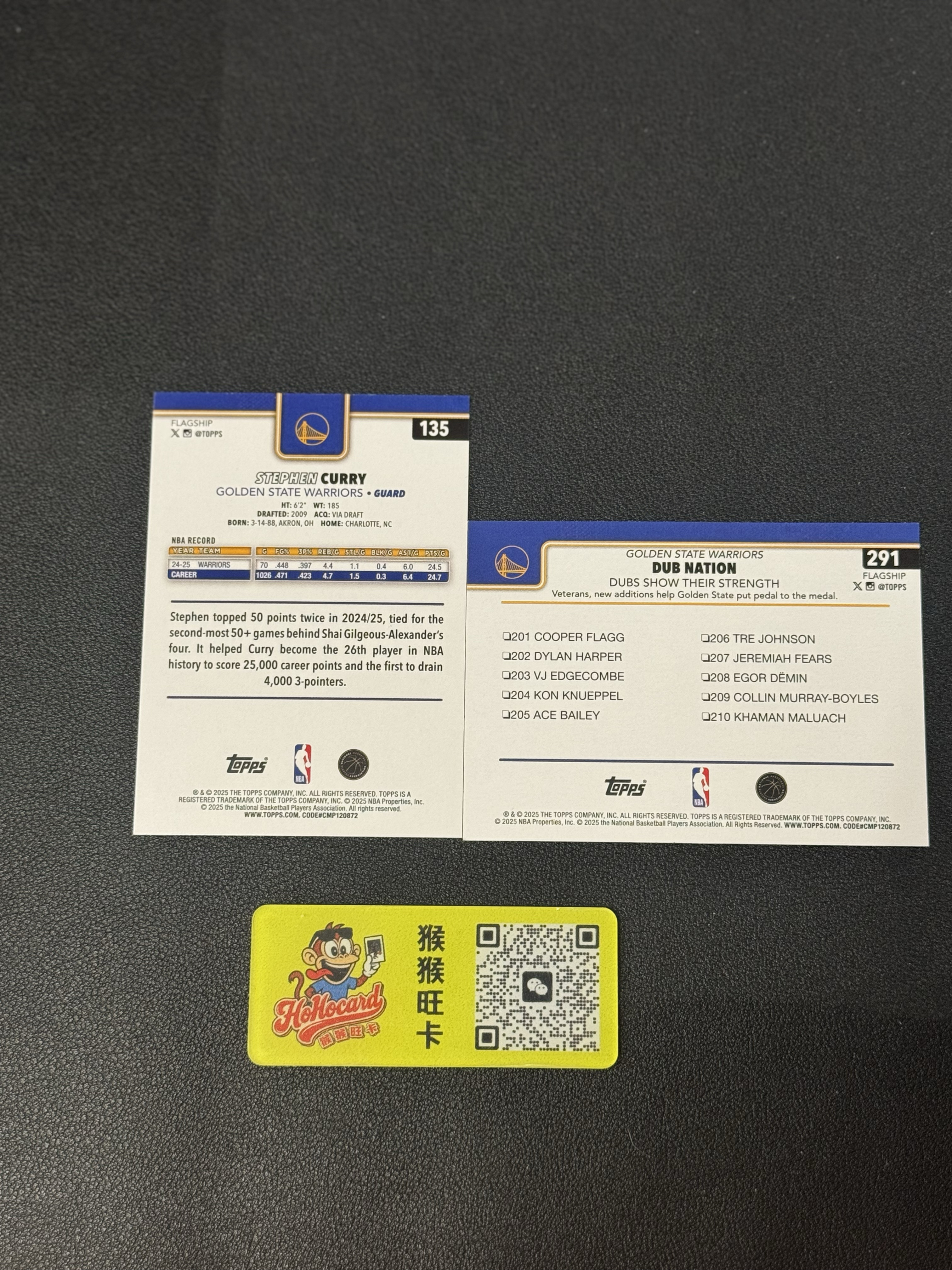2025 Topps Flagship Stephen Curry 【猴猴旺卡】勇士 斯蒂芬库里 普卡 双人特卡 共两张 卡品如图 接代拍 29a【林哥】