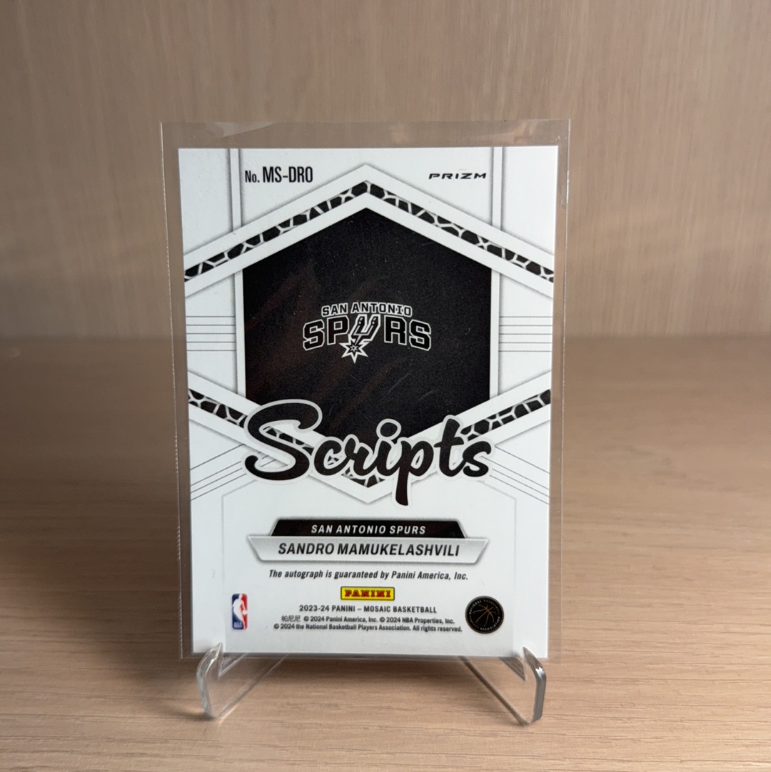 2023-24 Panini Mosaic Sandro Mamukelashvili 【免费代卖】马刺 桑德罗 马穆拉什维利 马赛克 签字 贴签 银折 折射 卡品如图 值得收藏!!