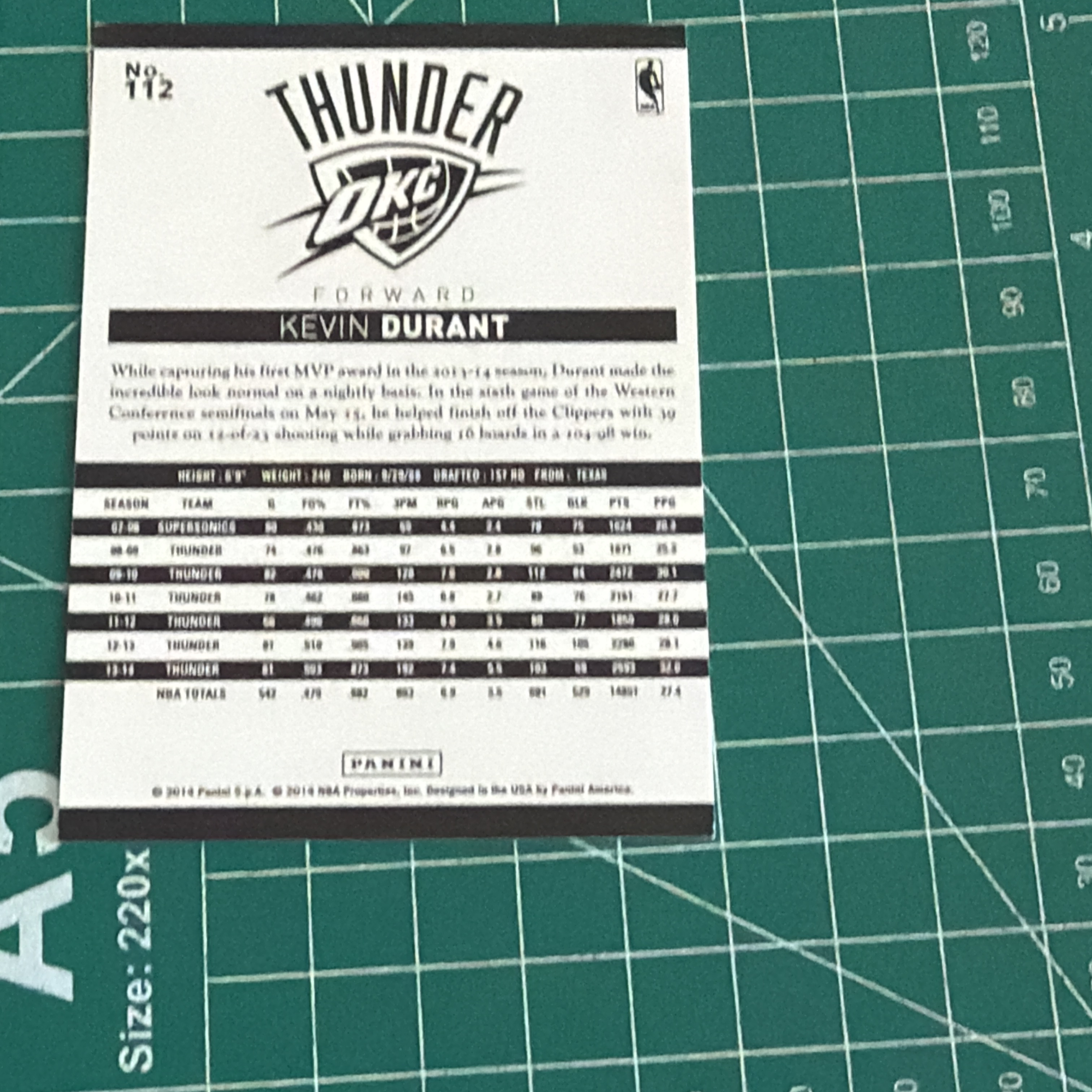 2014-15 Panini S.p.A Kevin Durant 中雅图/中亚图 凯文杜兰特 死神 KD 老卡 绝版卡 稀有Base