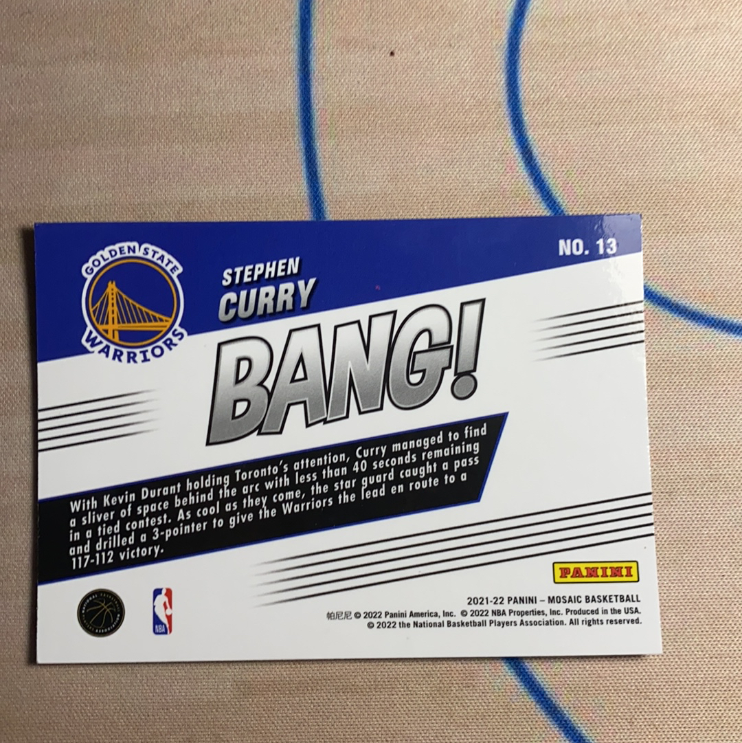 2021-22 Panini Mosaic Stephen Curry 马赛克 斯蒂芬 库里 小学生 勇士 BANG 绝杀时刻 特卡 卡品如图 凑套必备