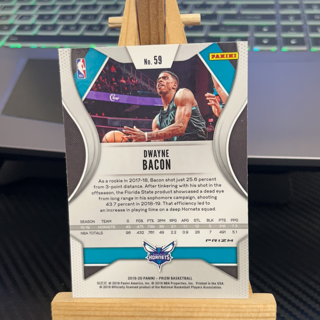 2019-20 Panini Prizm Dwayne Bacon 培根 黄蜂 银折 折射 prizm系列 pz 卡品如图 凑图必备 值得收藏!免费代卖!