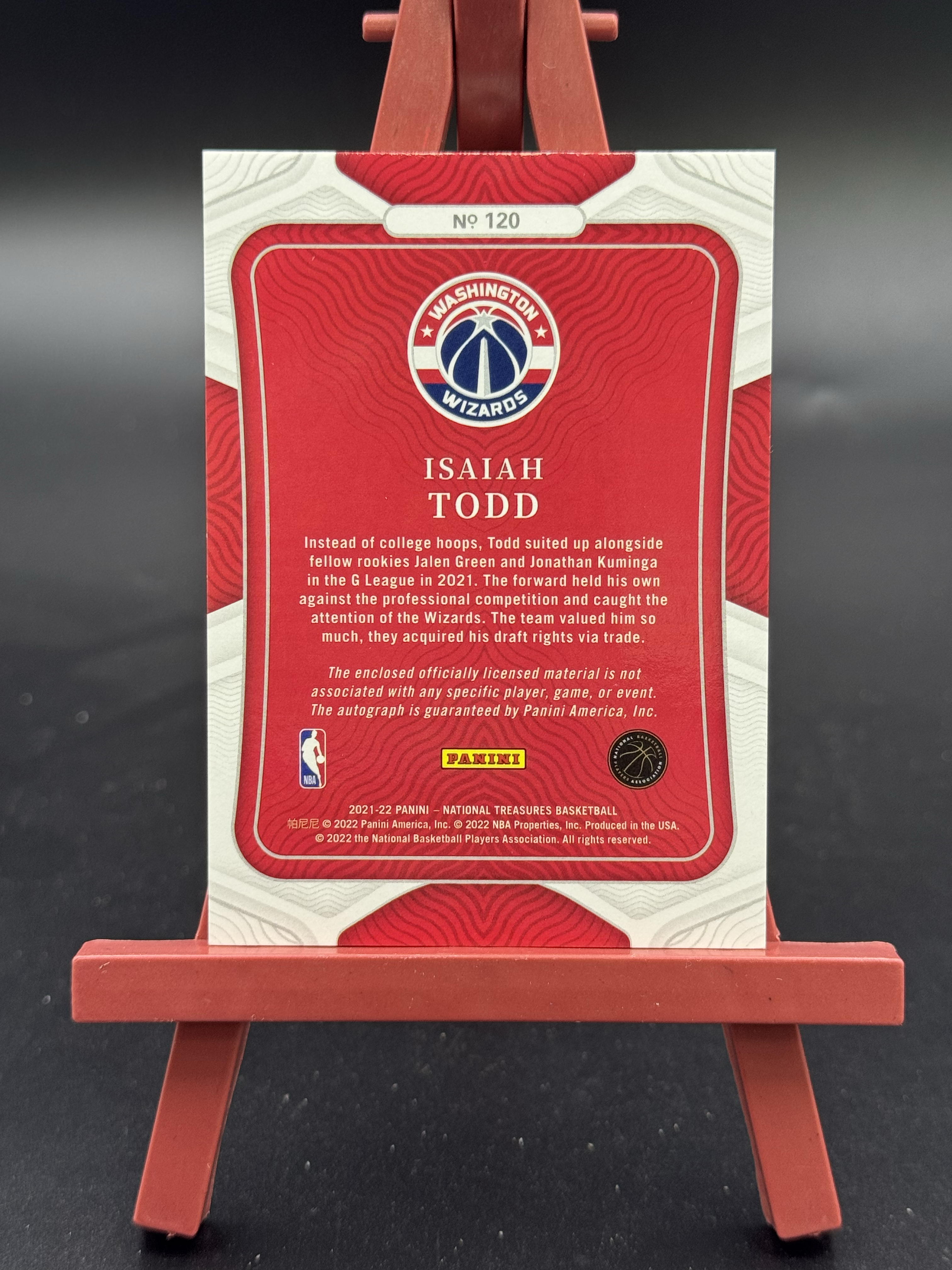 2021-22 Panini National Treasures Isaiah Todd RC 国宝 奇才 以赛亚 托德 新秀 大窗三色球衣物料切割 签字 卡签 54/75编【优质签字专场】Hzo4