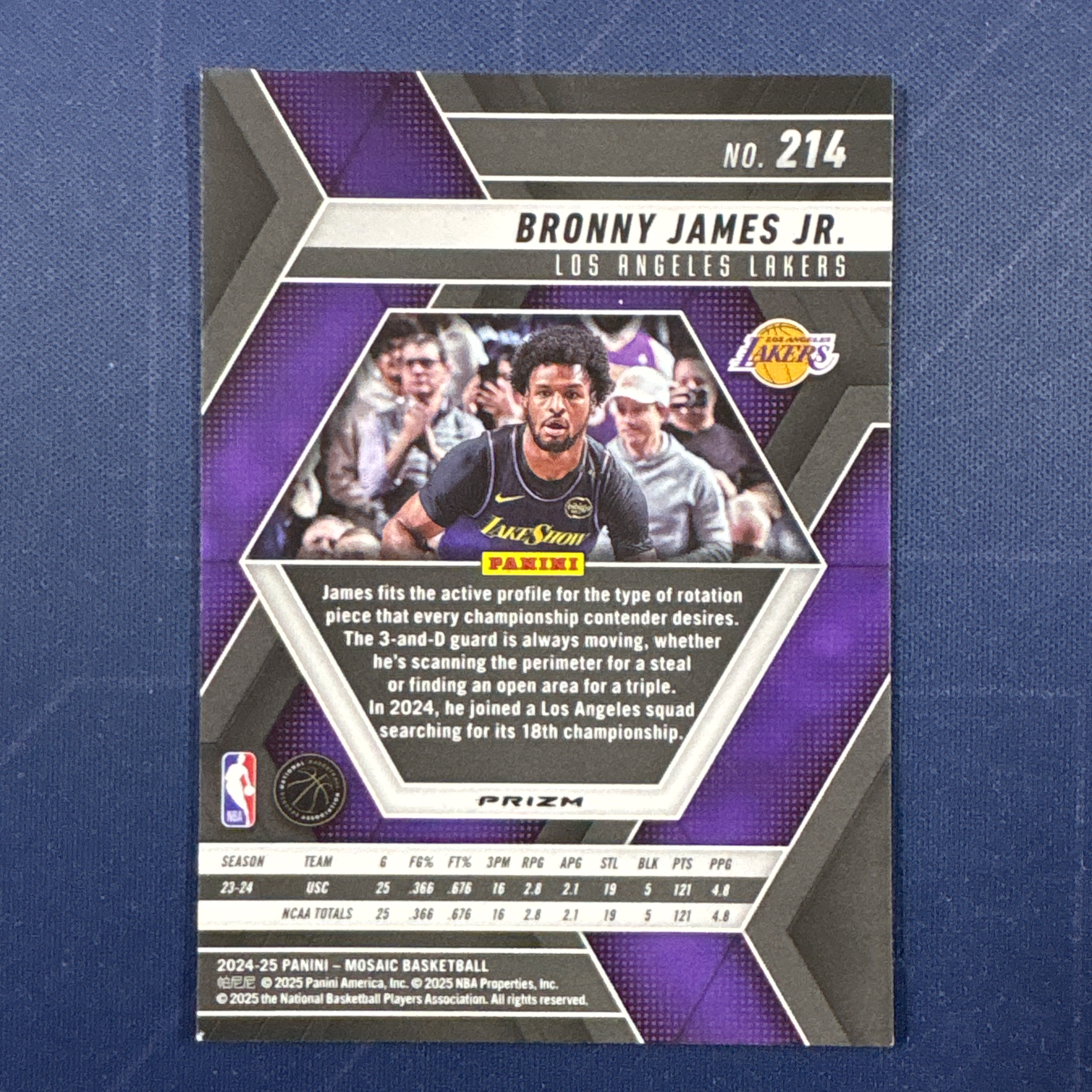 2024-25 Panini Mosaic Bronny James Jr 【爆爆代卖】小布朗尼 詹姆斯 马赛克 马赛克折 起源折 折射 大比例 SSP RC新秀 湖人 专收必备 卡品如图 #黄