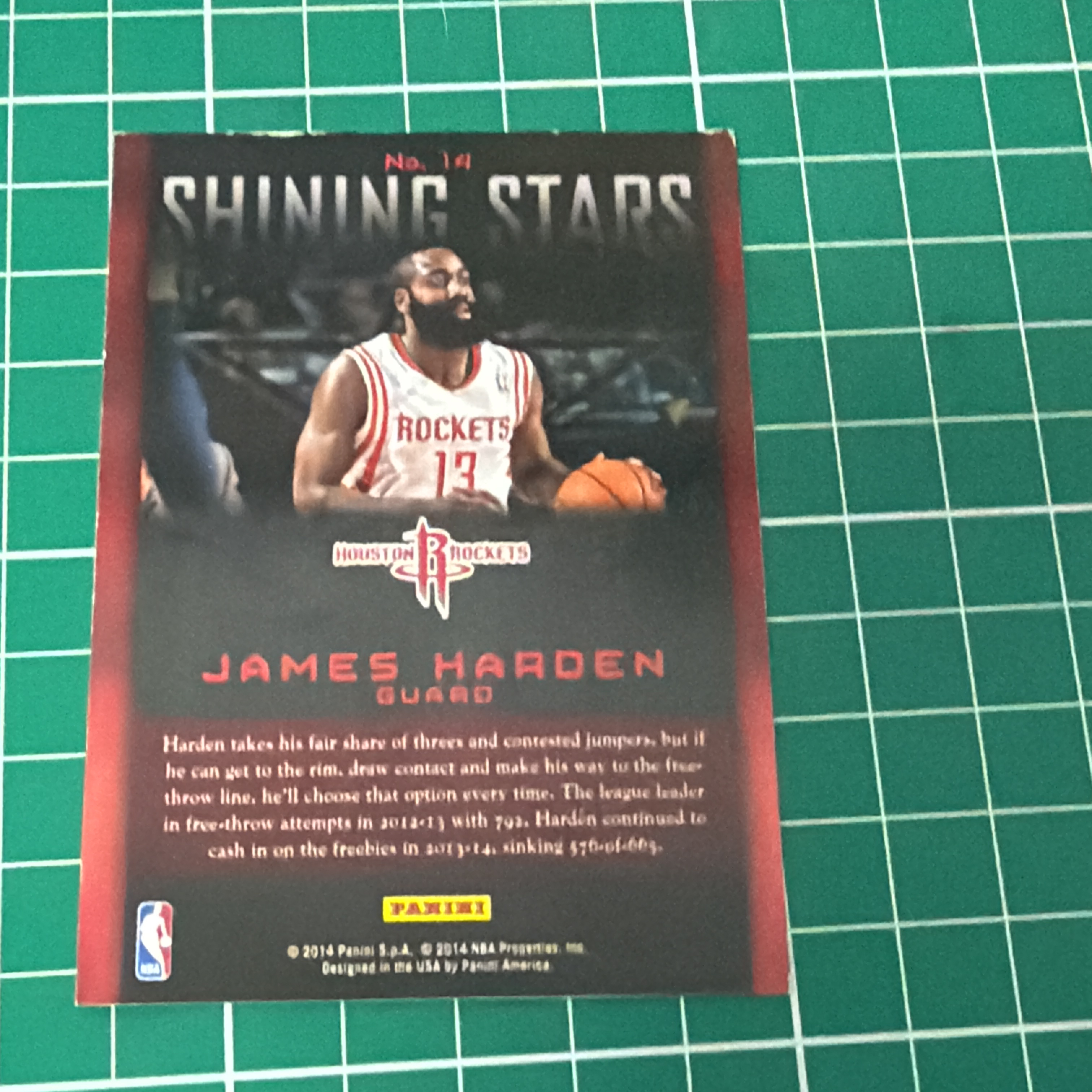 2014-15 Panini Americana James Harden S.p.a. 詹姆斯哈登 大胡子 火箭队 闪卡 聚光灯 精美选图 十年老卡 绝版卡 稀有大比例