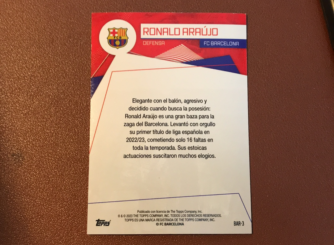 2022-23 Topps FC BARCELONA Ronalo Araujo 199编 罕见 卡品如图 一天一快递不累计B433