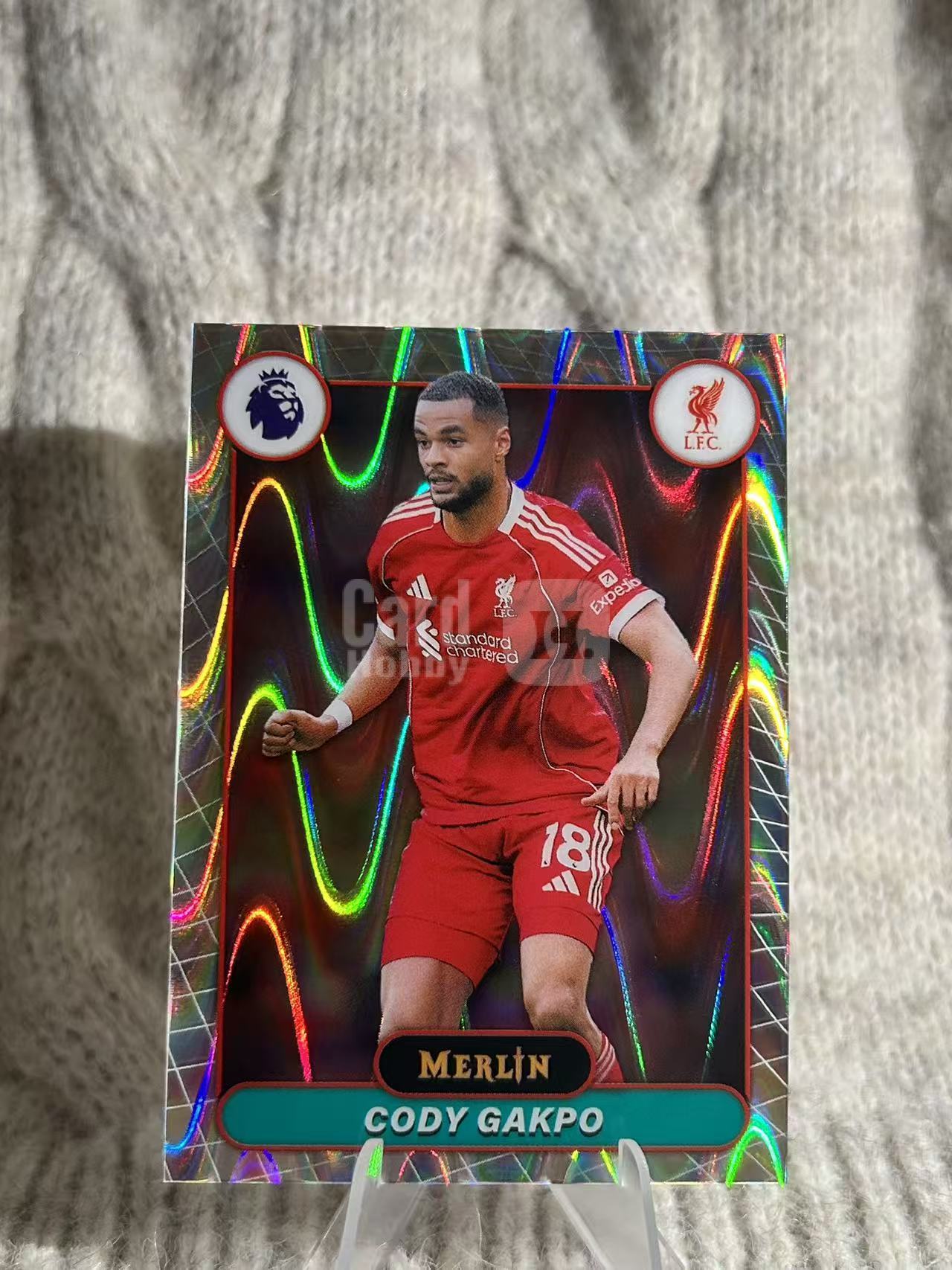 2023-24 Topps Merlin chrome Cody Gakpo 波纹折射球星卡,科迪・加克波,利物浦锋线大将,能突善射,多位置均可胜任,凑套必备