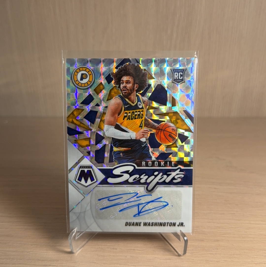2021-22 Panini Mosaic Duane Washington Jr. RC 【免费代卖】步行者 新秀 RC 杜安 小华盛顿 马赛克 签字 贴签 银折 折射 卡品如图 值得收藏!!